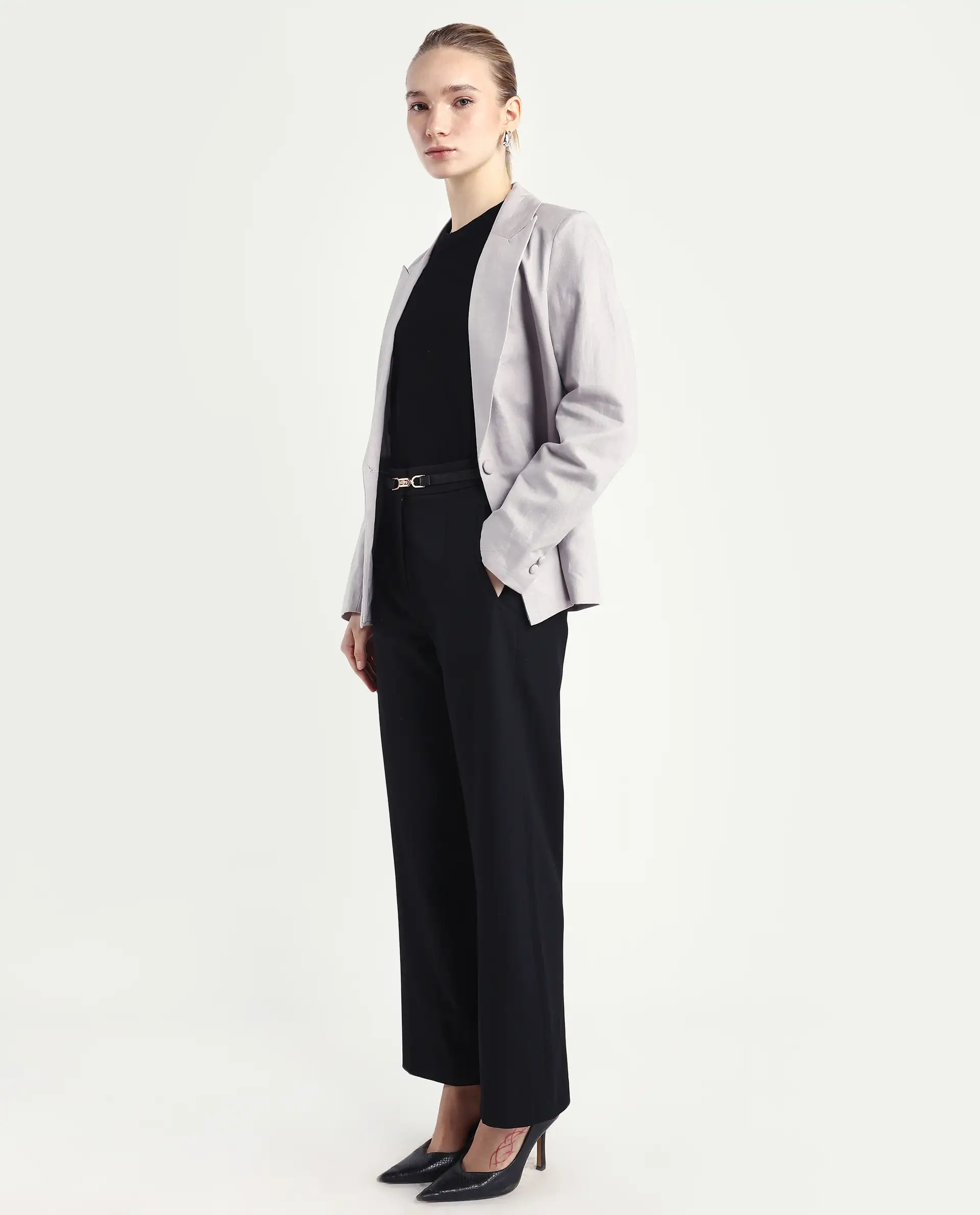 Rareism Women's Srait Black Polyester Blend Straight Fit Travel Trouser - Image 5