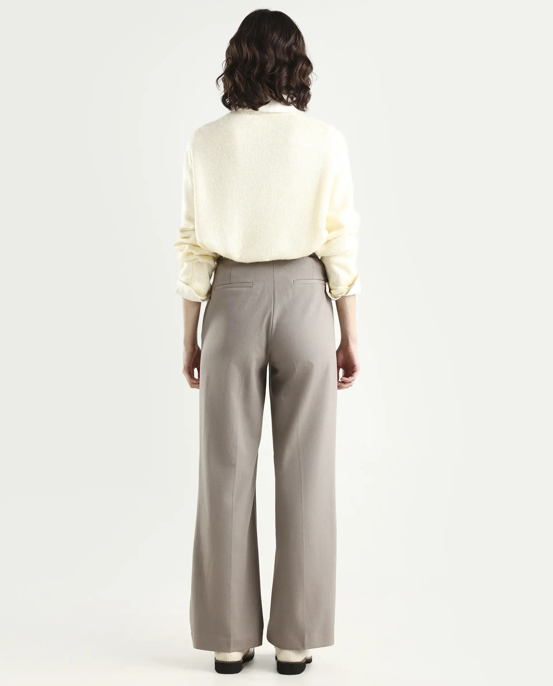 Rareism Women's Srait Fawn Polyester Blend Straight Fit Travel Trouser - Image 7