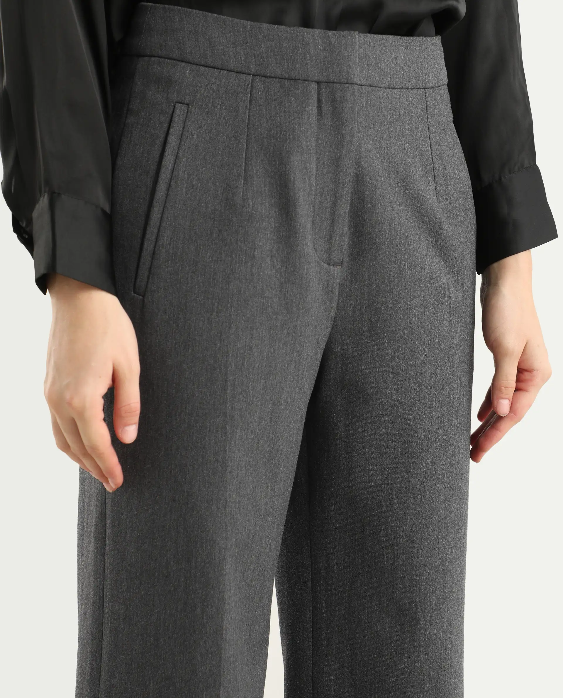 Rareism Women's Srait Grey Polyester Blend Straight Fit Travel Trouser - Image 3