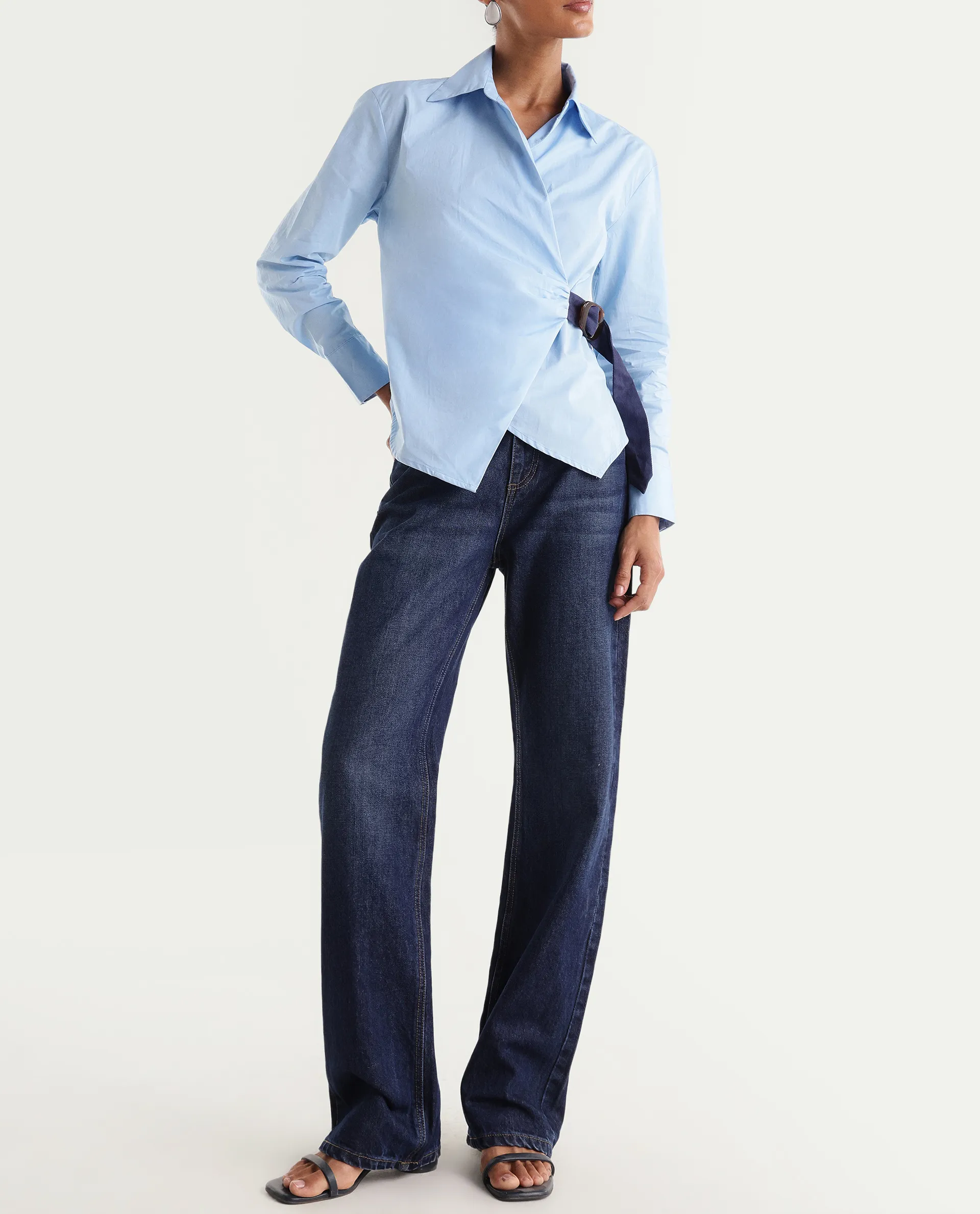 Rareism Women's Stalia Dark Blue Cotton Blend Straight Fit Plain Jeans - Image 2