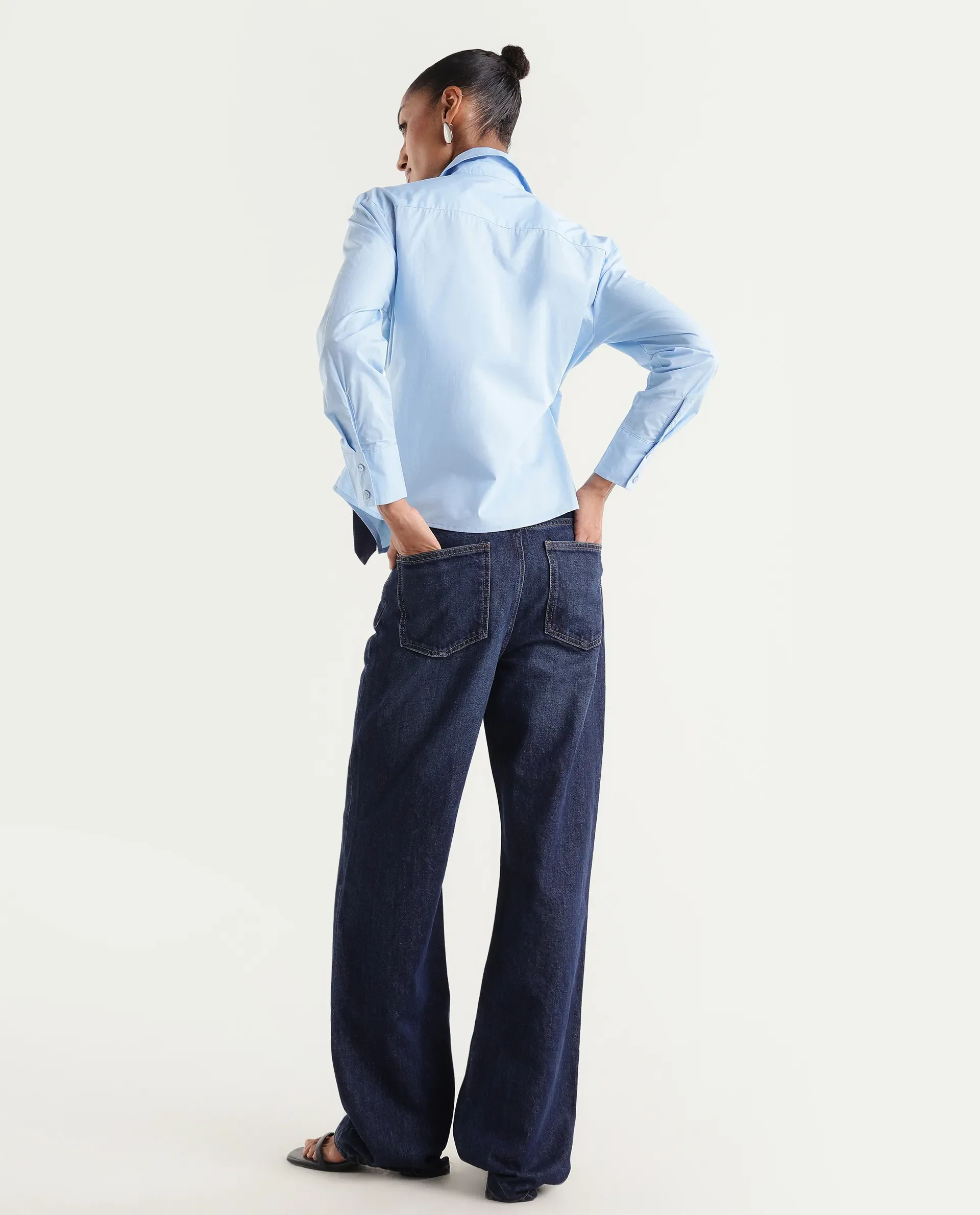 Rareism Women's Stalia Dark Blue Cotton Blend Straight Fit Plain Jeans - Image 7