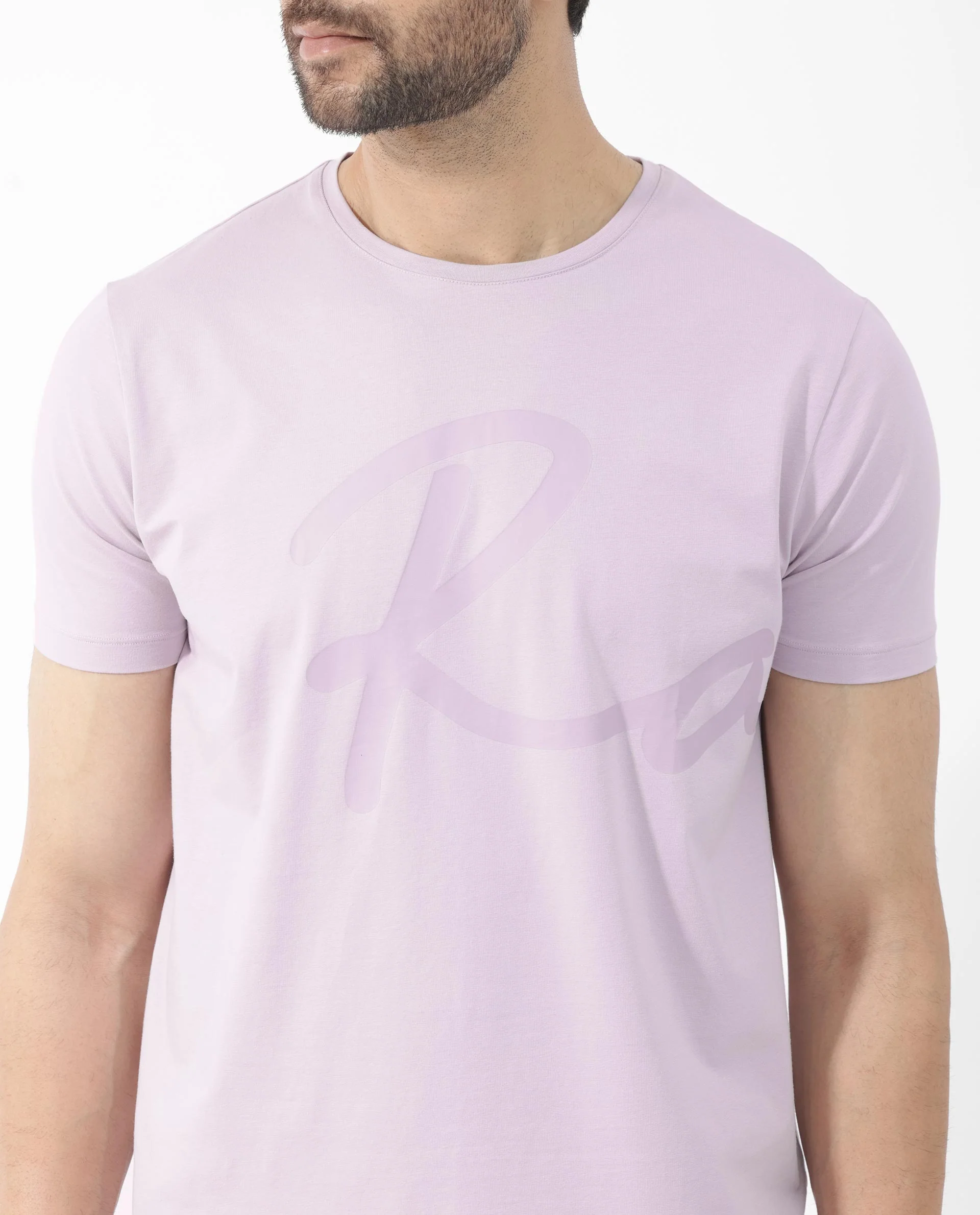 Rare Rabbit Men's Stamp 2 Dusky Pink Cotton Blend Graphic Print Regular Fit Half Sleeve Crew Neck T-Shirt - Image 5
