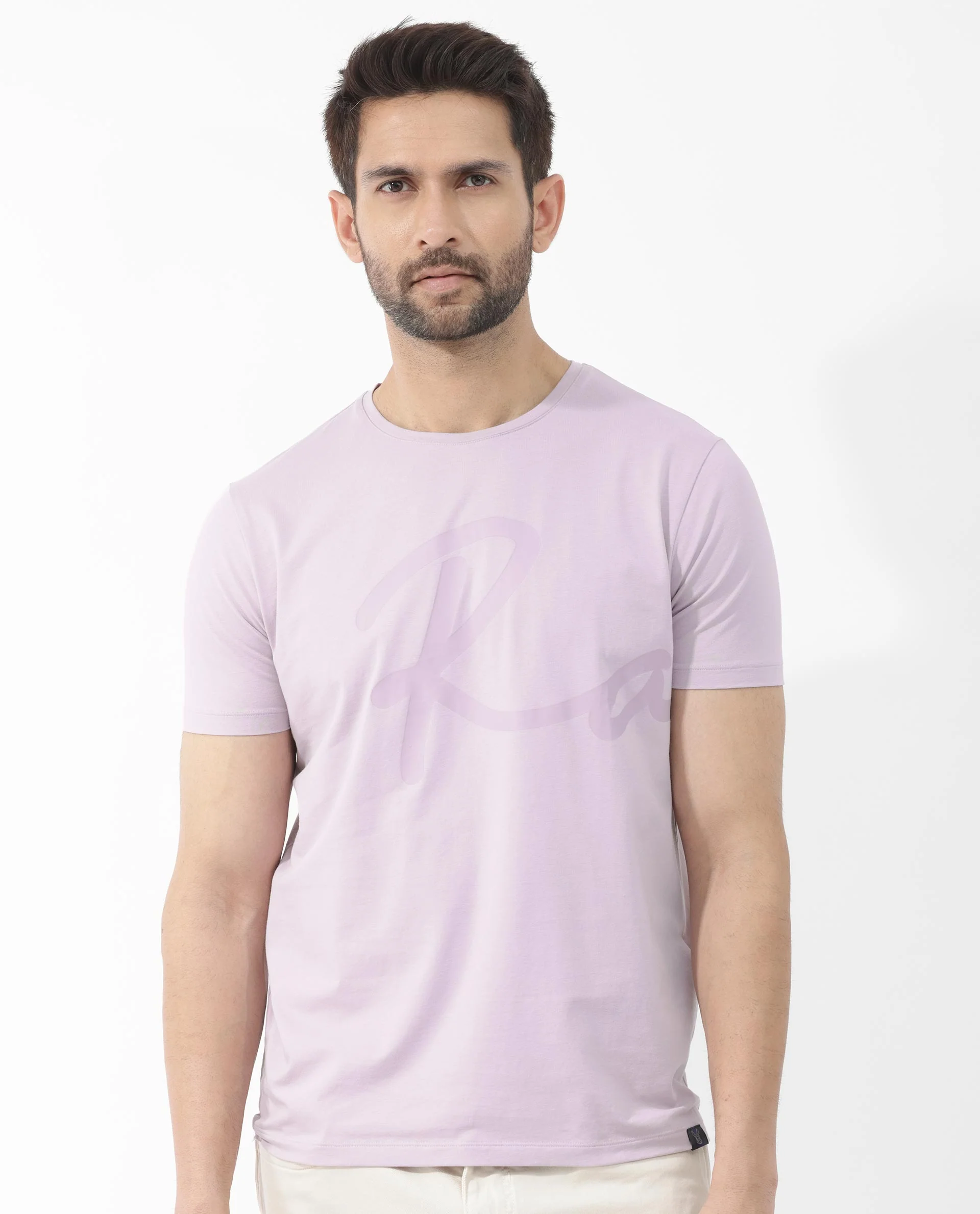 Rare Rabbit Men's Stamp 2 Dusky Pink Cotton Blend Graphic Print Regular Fit Half Sleeve Crew Neck T-Shirt - Image 6