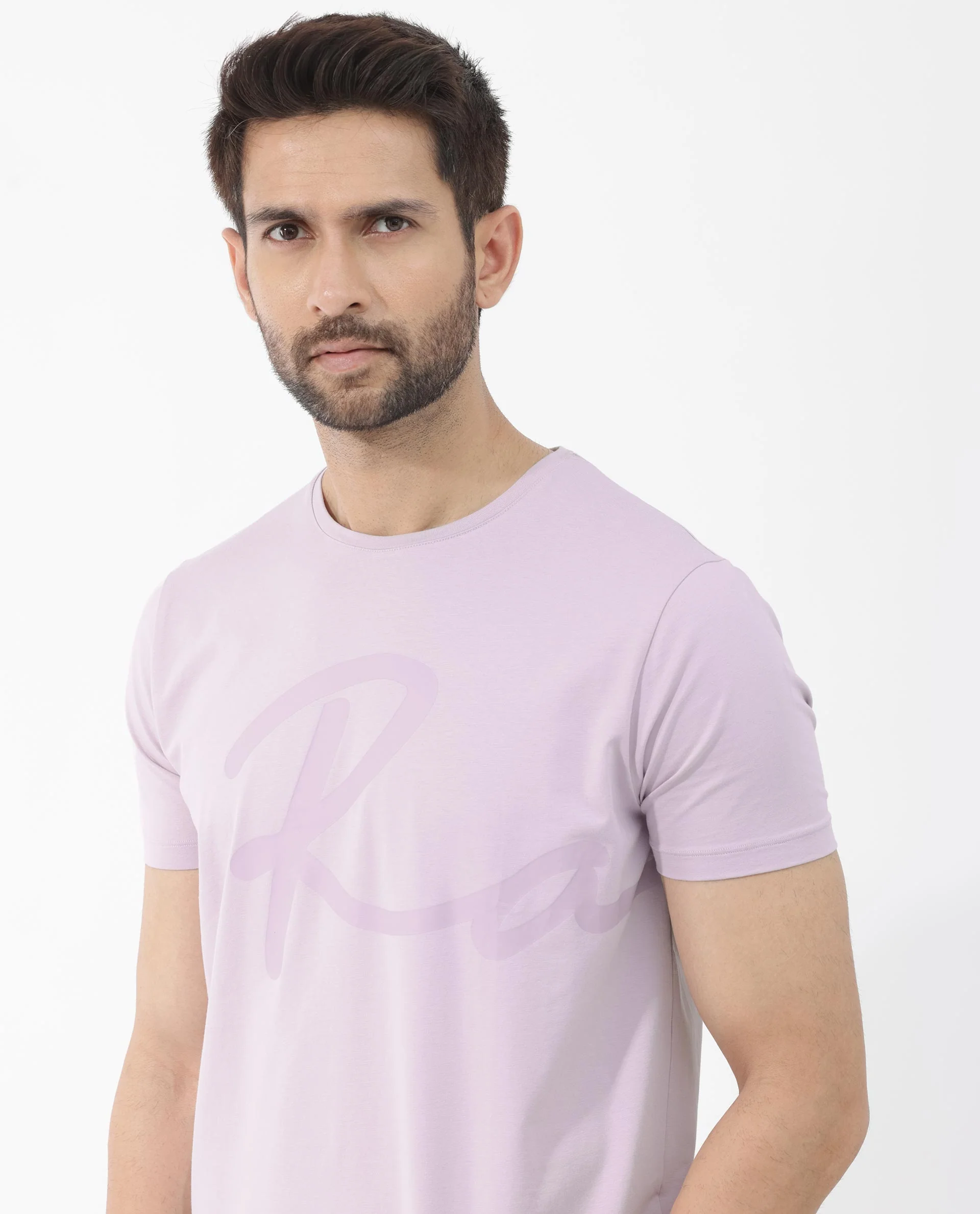 Rare Rabbit Men's Stamp 2 Dusky Pink Cotton Blend Graphic Print Regular Fit Half Sleeve Crew Neck T-Shirt - Image 7