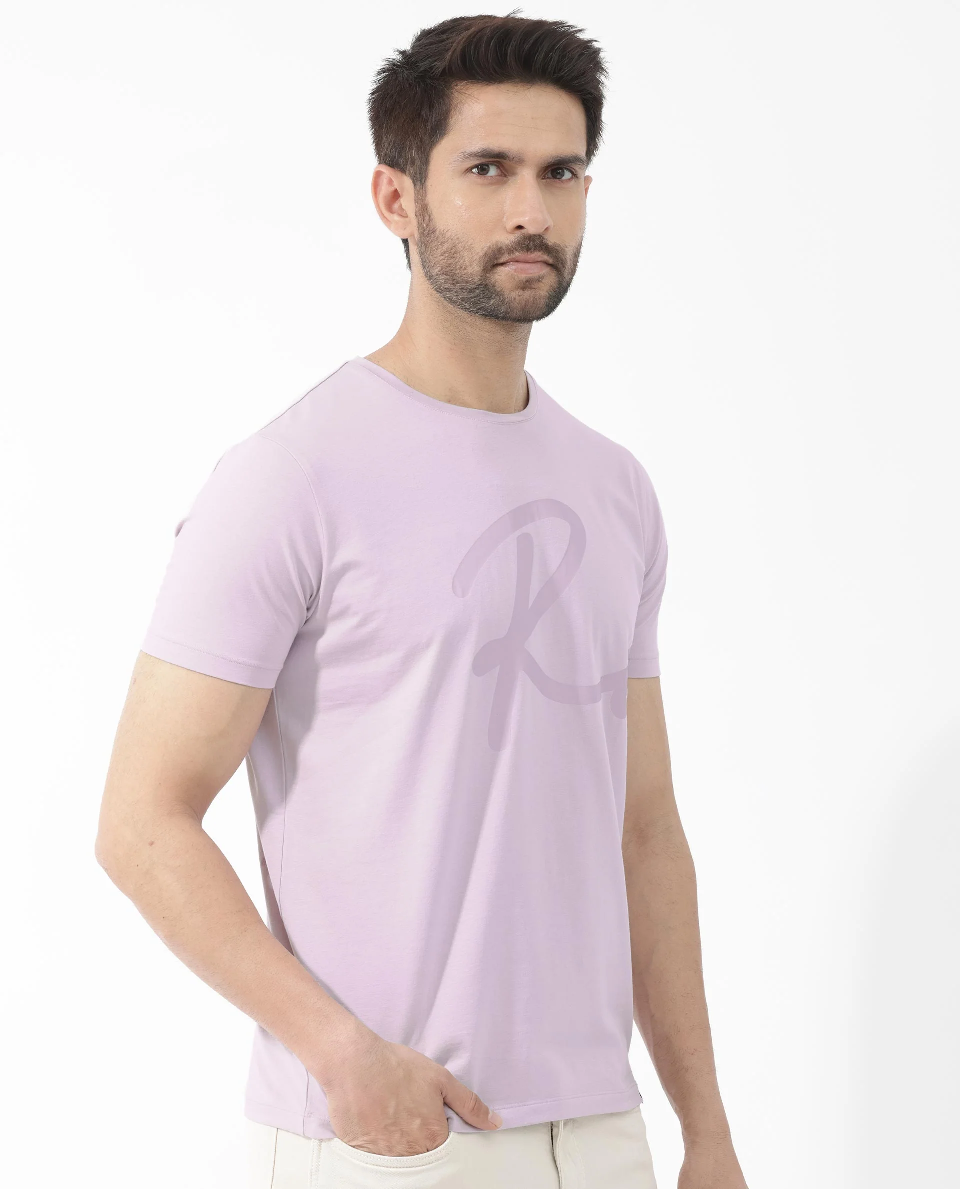 Rare Rabbit Men's Stamp 2 Dusky Pink Cotton Blend Graphic Print Regular Fit Half Sleeve Crew Neck T-Shirt - Image 8