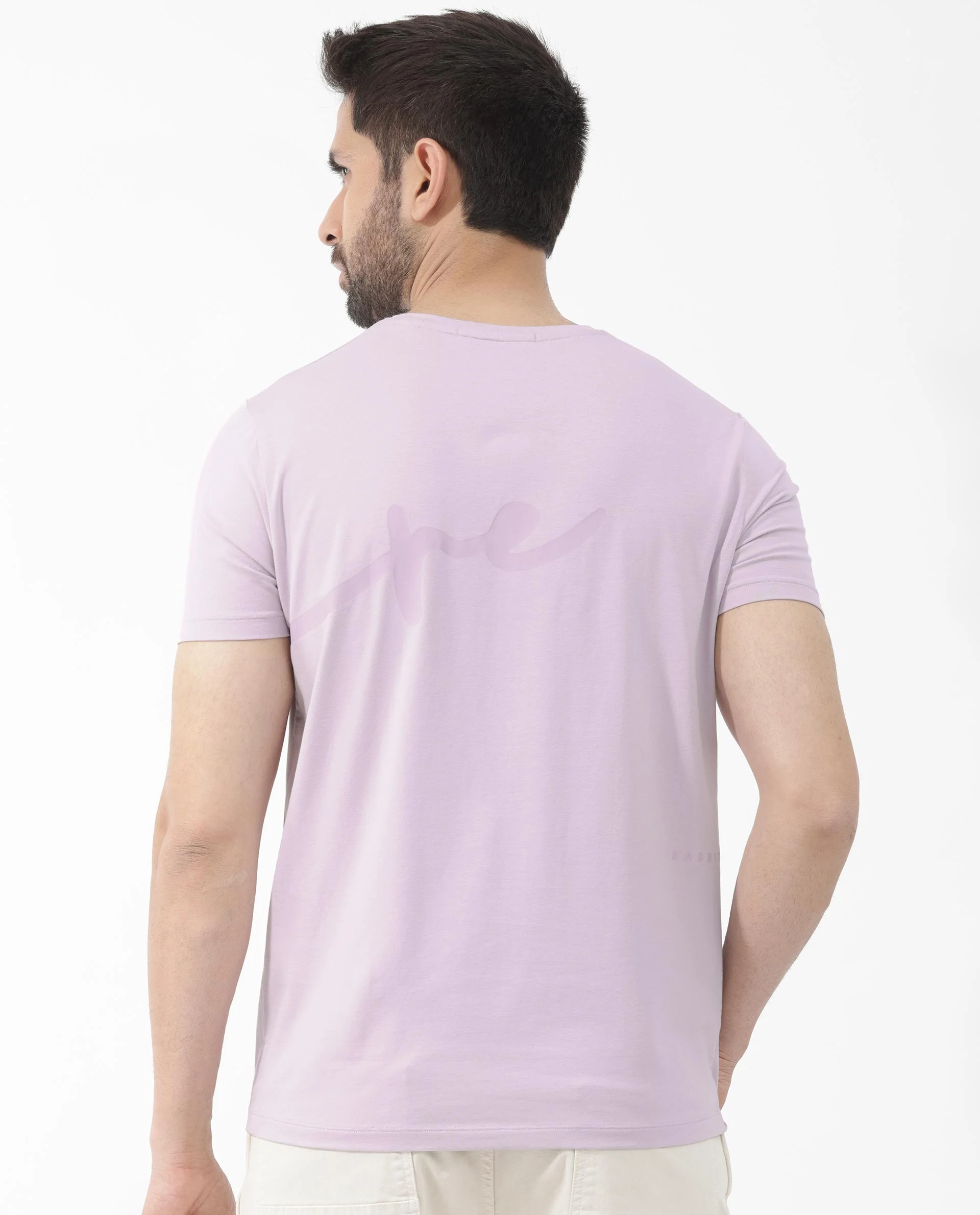 Rare Rabbit Men's Stamp 2 Dusky Pink Cotton Blend Graphic Print Regular Fit Half Sleeve Crew Neck T-Shirt - Image 9