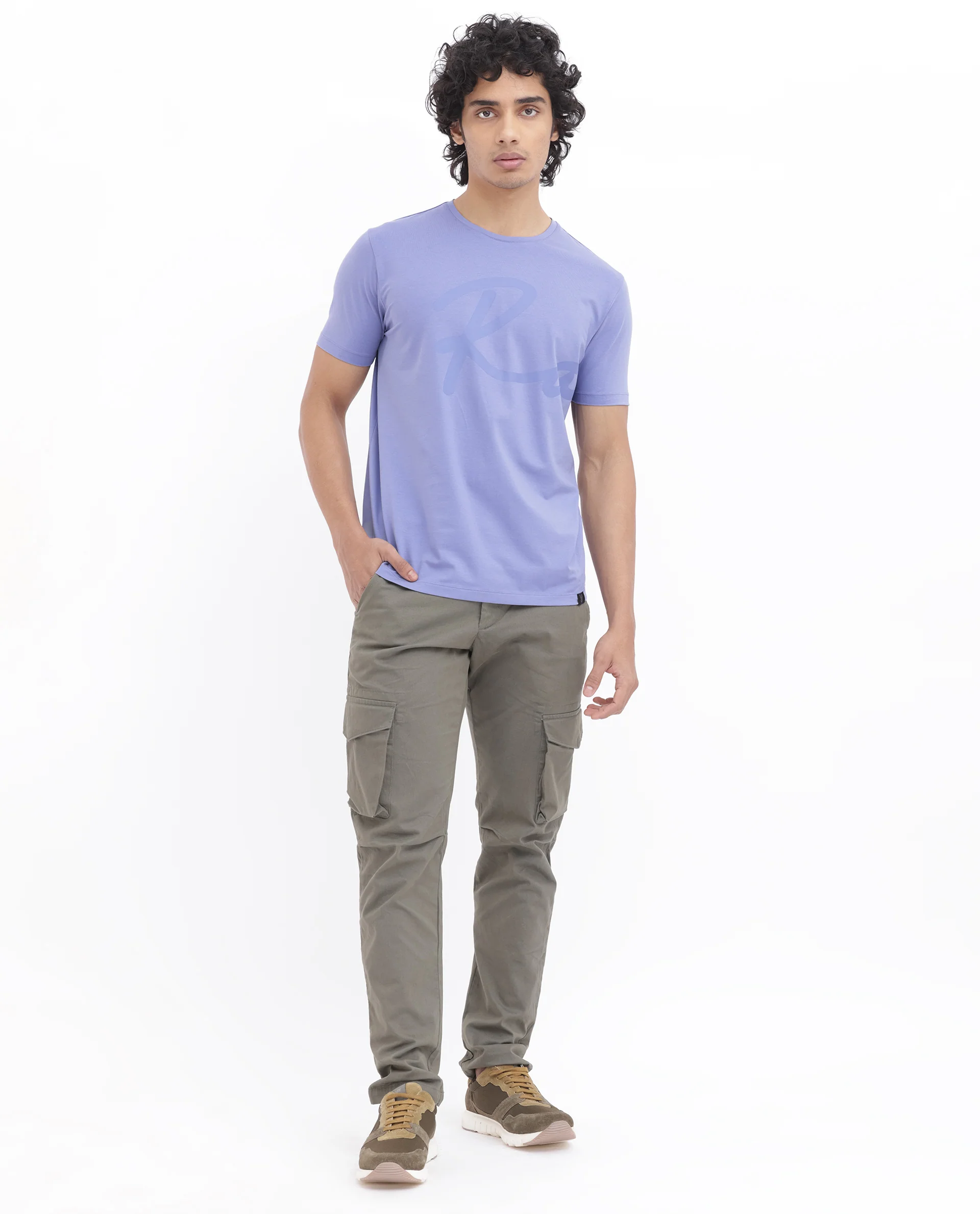 Rare Rabbit Men's Stamp2 Purple Cotton Blend Graphic Print Regular Fit Half Sleeve Crew Neck T-Shirt - Image 3