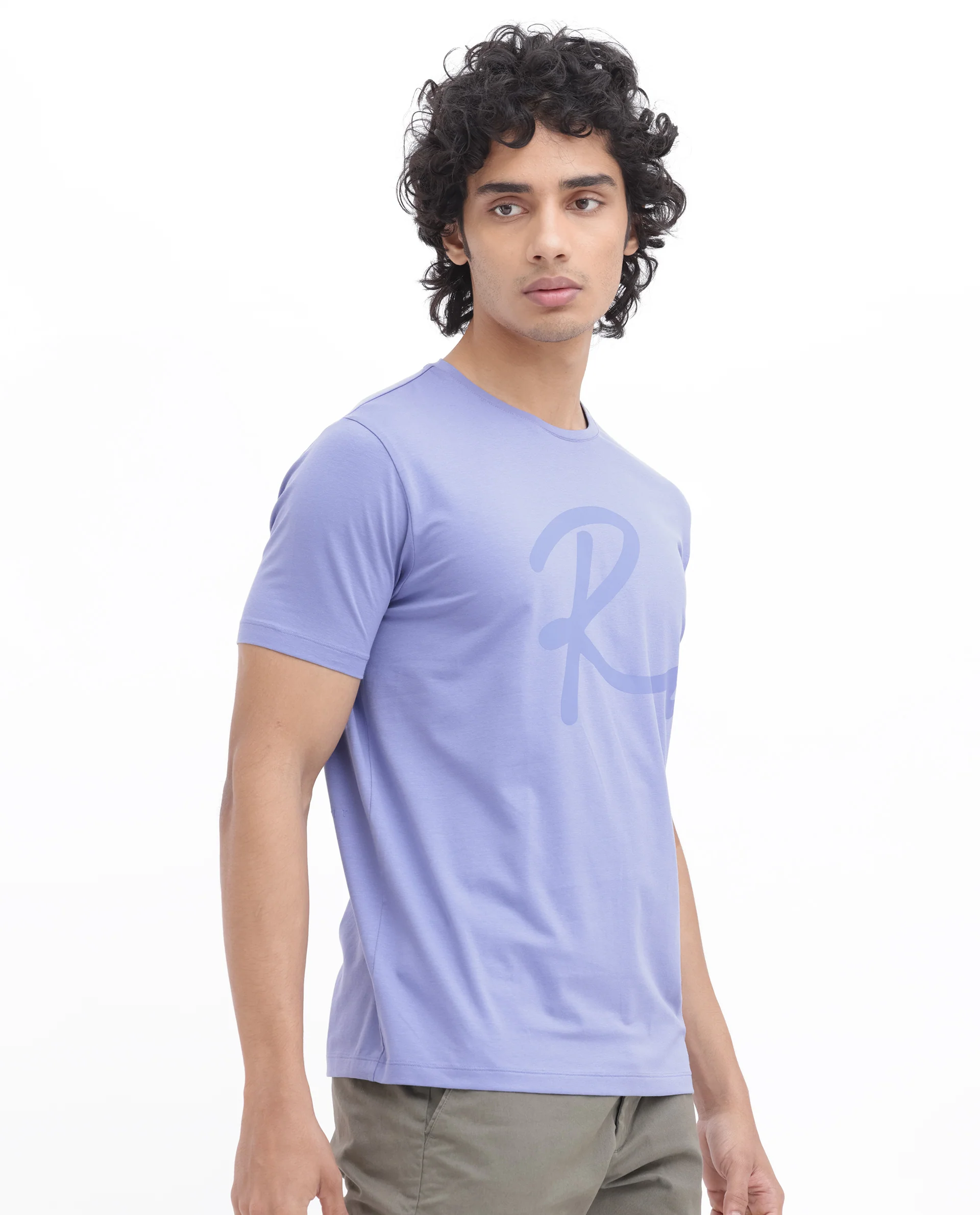 Rare Rabbit Men's Stamp2 Purple Cotton Blend Graphic Print Regular Fit Half Sleeve Crew Neck T-Shirt - Image 9