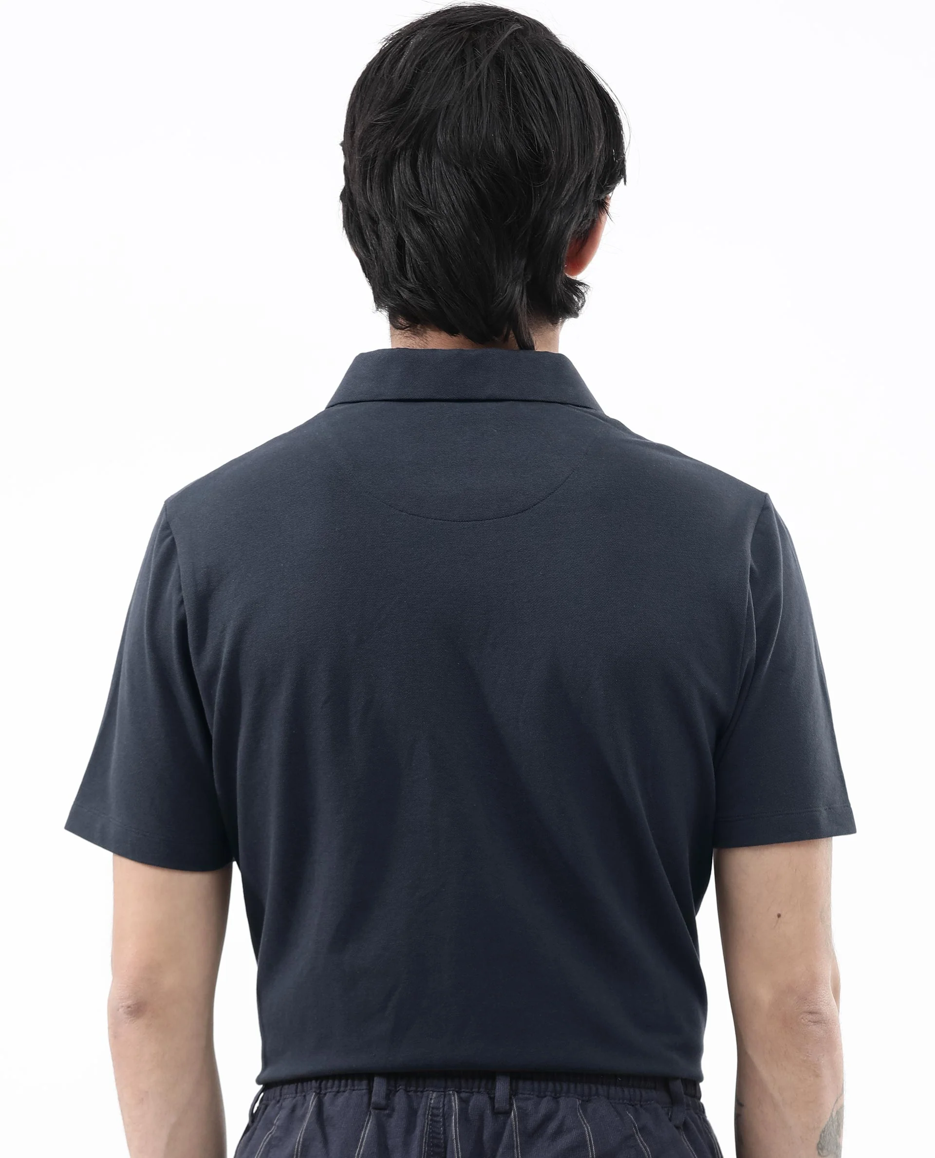 Rare Rabbit Men's Stan2 Dusky Navy Cotton Blend Plain Regular Fit Half Sleeve Polo - Image 9