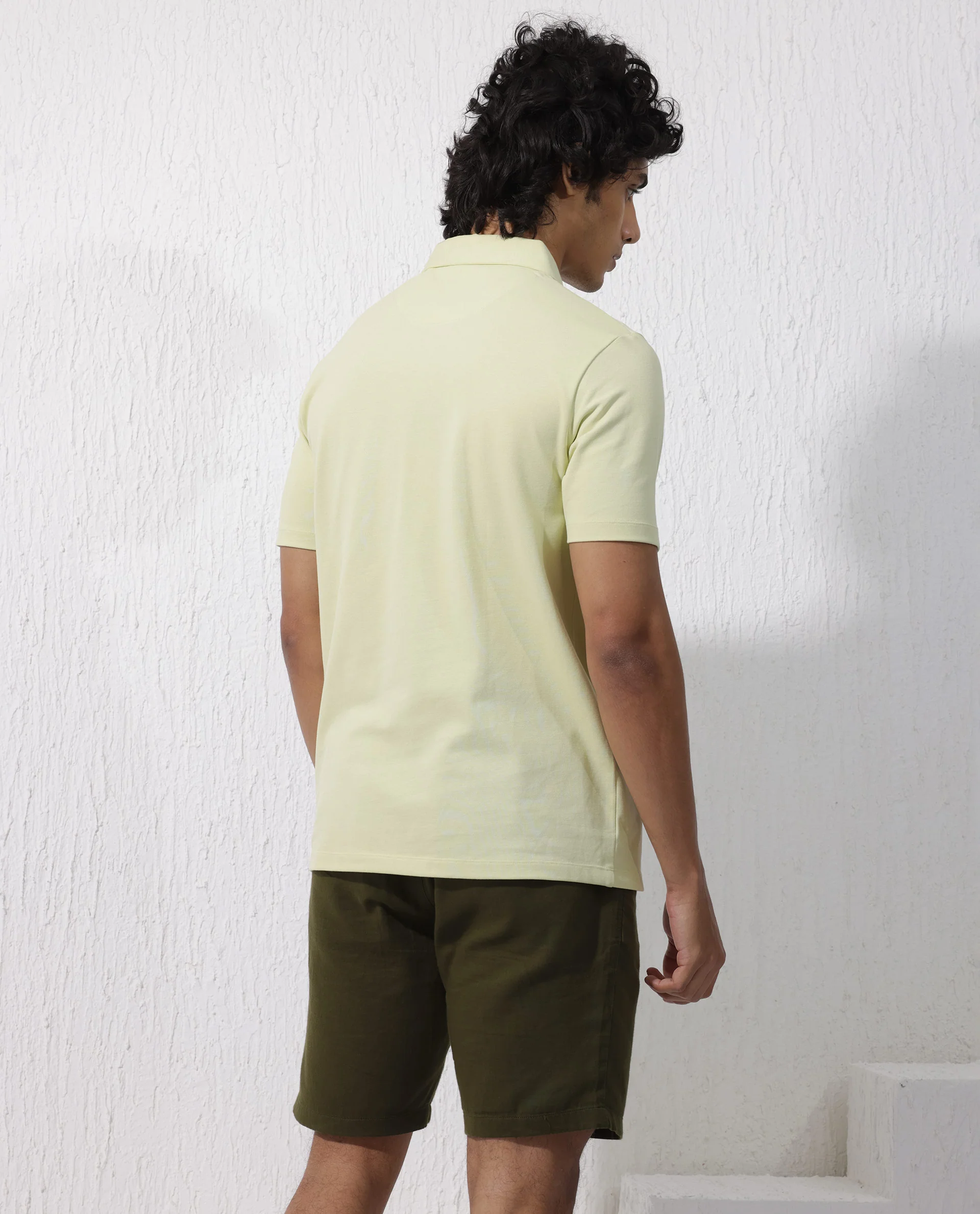 Rare Rabbit Men's Stan2 Pastel Green Cotton Blend Plain Regular Fit Half Sleeve Polo - Image 10