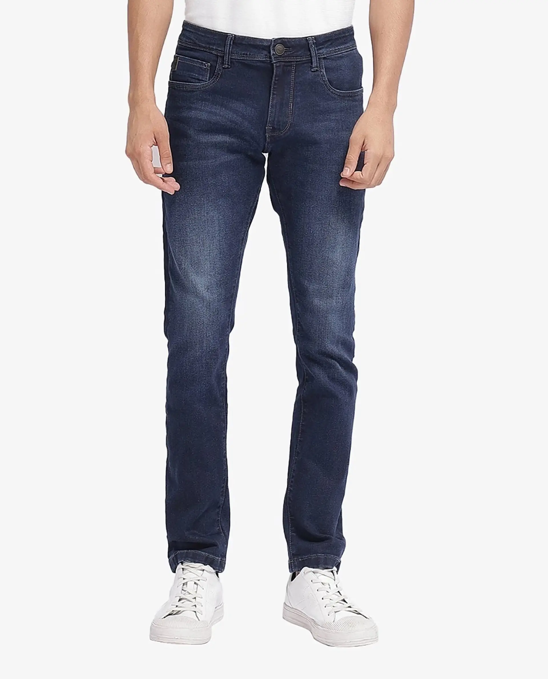 Rare Rabbit Men's Cotton Blend Plain Hawk Slim Fit Jeans - Image 10