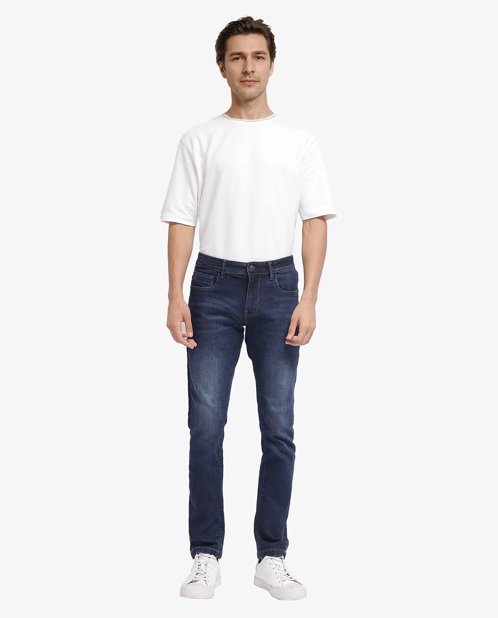 Rare Rabbit Men's Cotton Blend Plain Hawk Slim Fit Jeans - Image 2