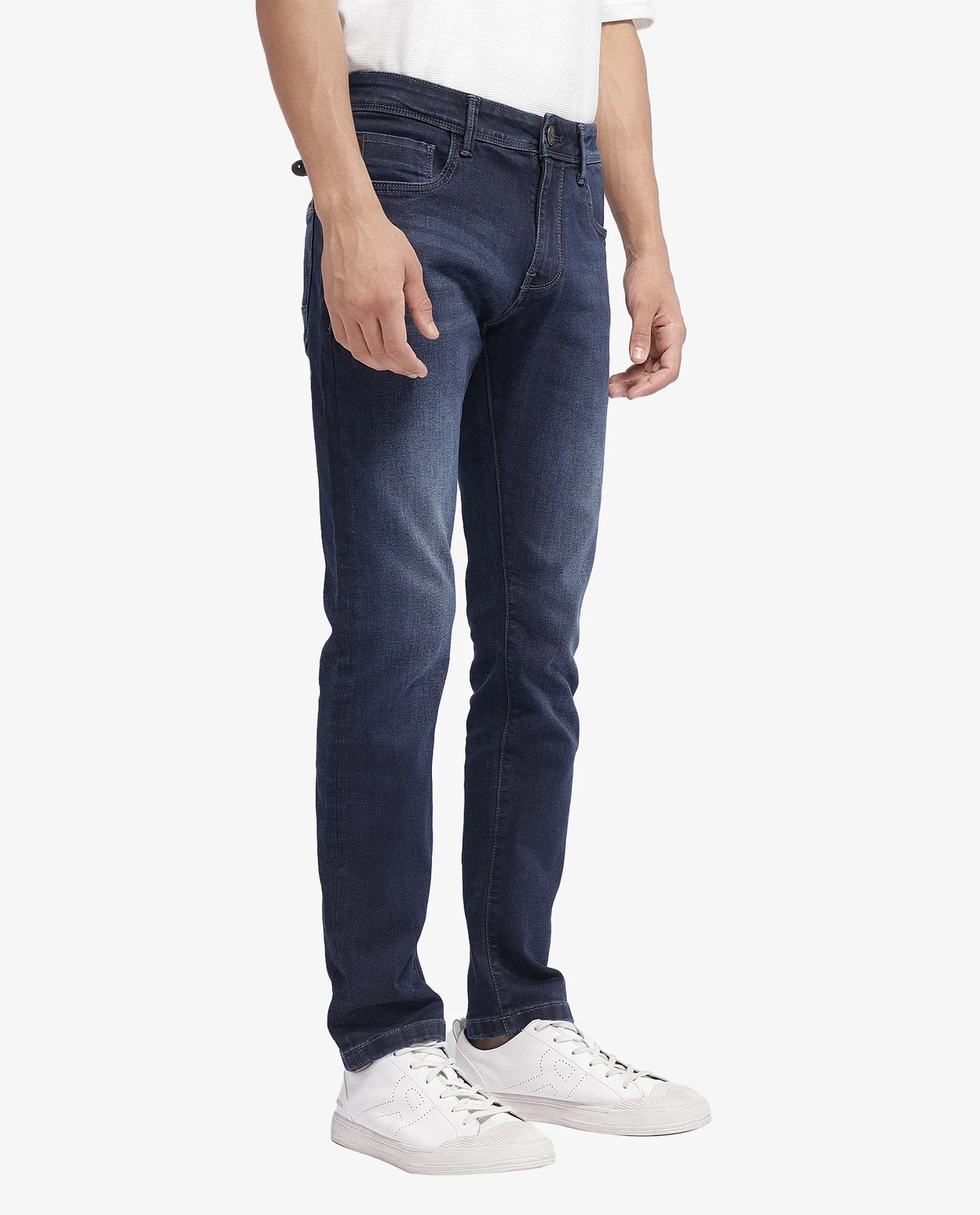 Rare Rabbit Men's Cotton Blend Plain Hawk Slim Fit Jeans - Image 8