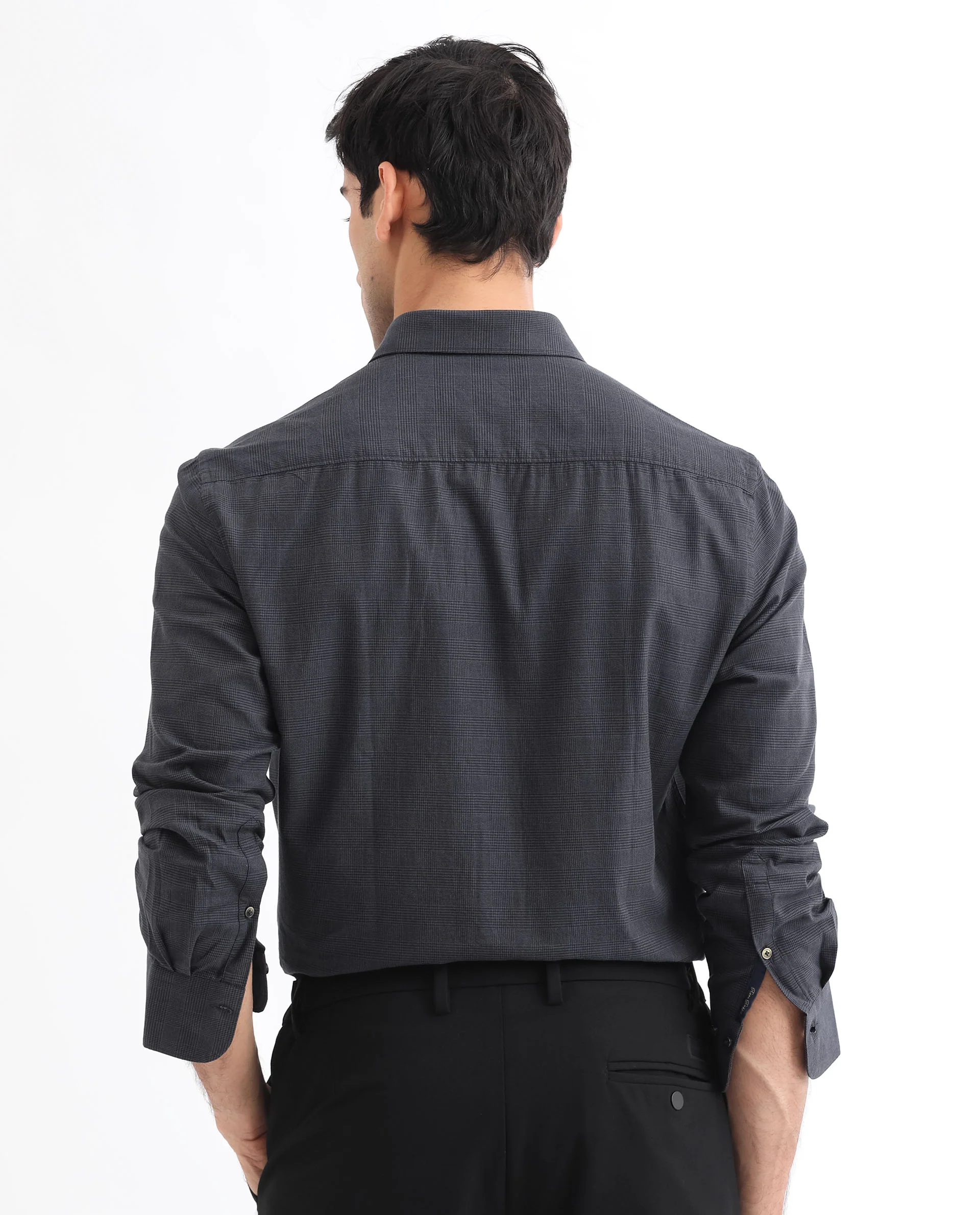 Rare Rabbit Men's Stark Black Cotton Checked Print Regular Fit Full Sleeve Collared Shirt - Image 8