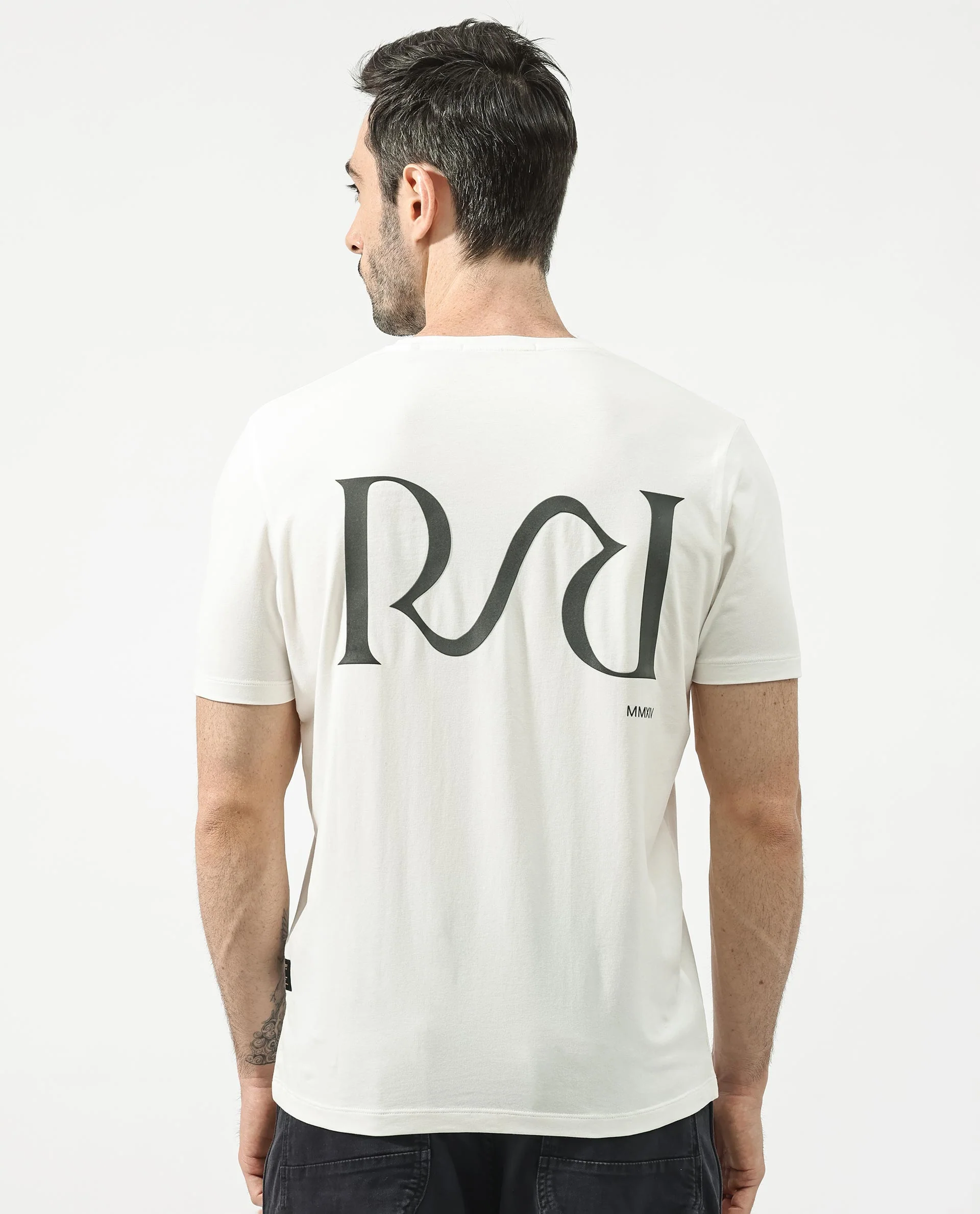 Rare Rabbit Articale Mens Stark Off White Cotton Polyester Fabric Short Sleeve Crew Neck Regular Fit Printed T-Shirt - Image 3