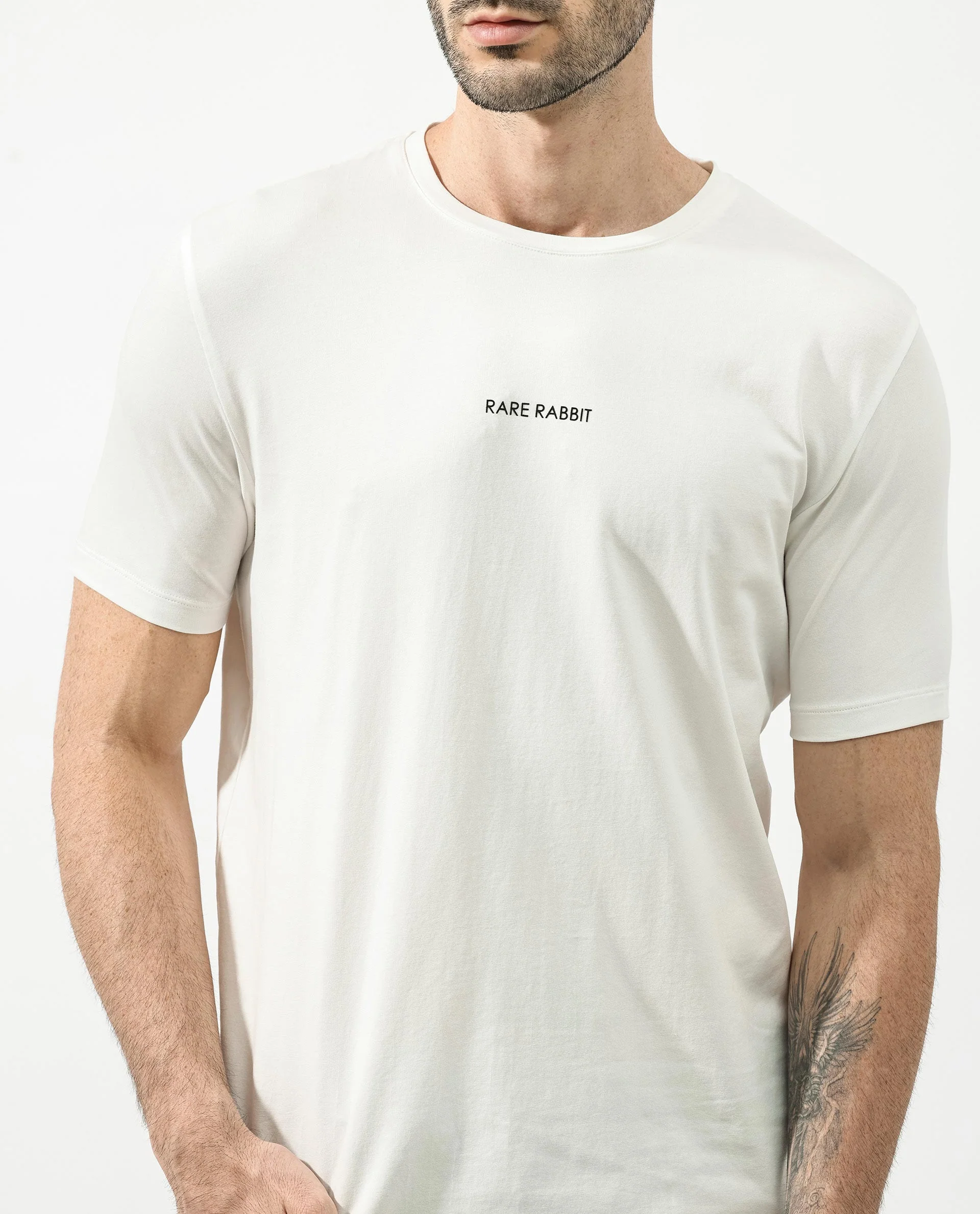 Rare Rabbit Articale Mens Stark Off White Cotton Polyester Fabric Short Sleeve Crew Neck Regular Fit Printed T-Shirt - Image 7