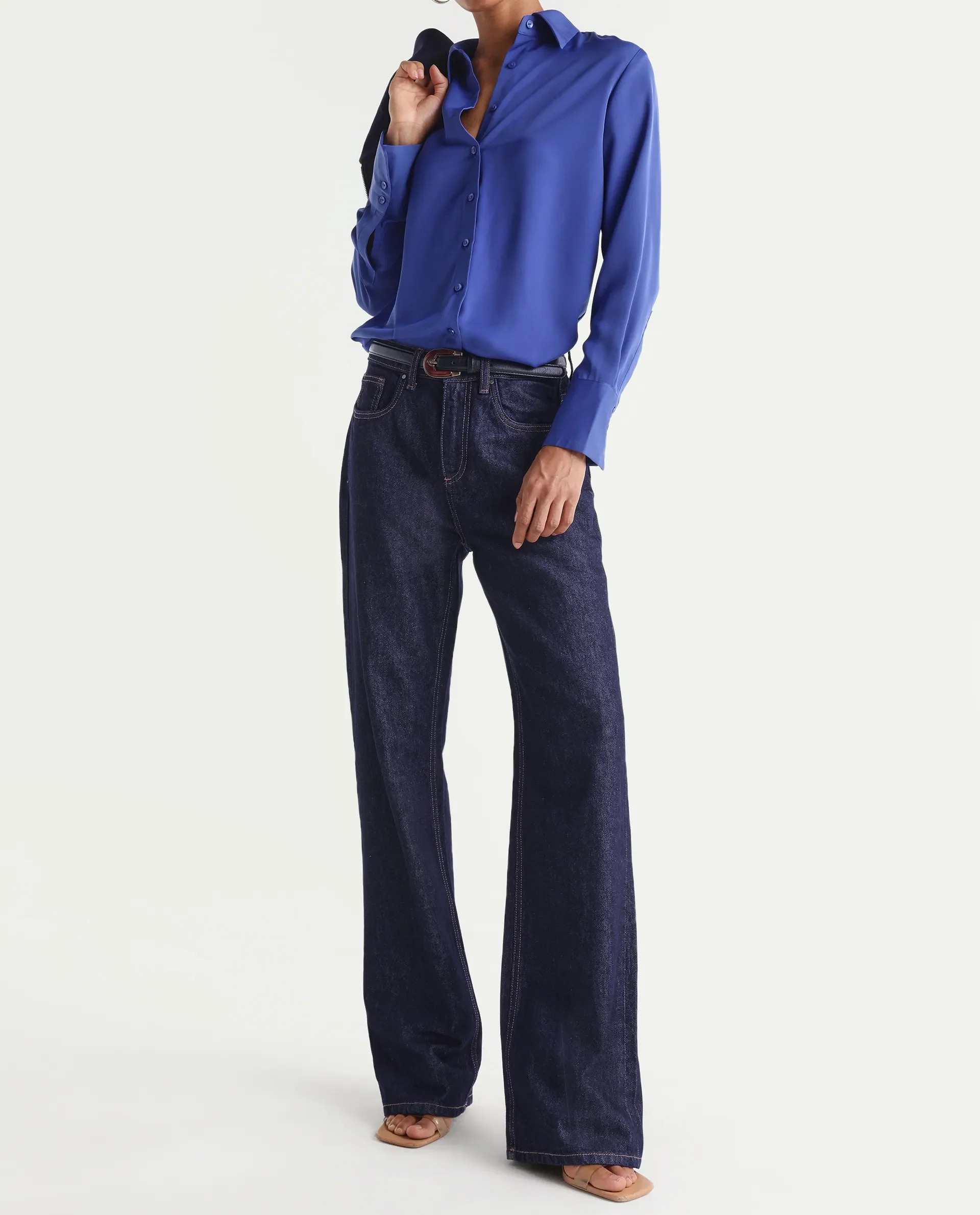 Rareism Women's Starlin Dark Navy Cotton Blend Straight Fit Plain Jeans - Image 2