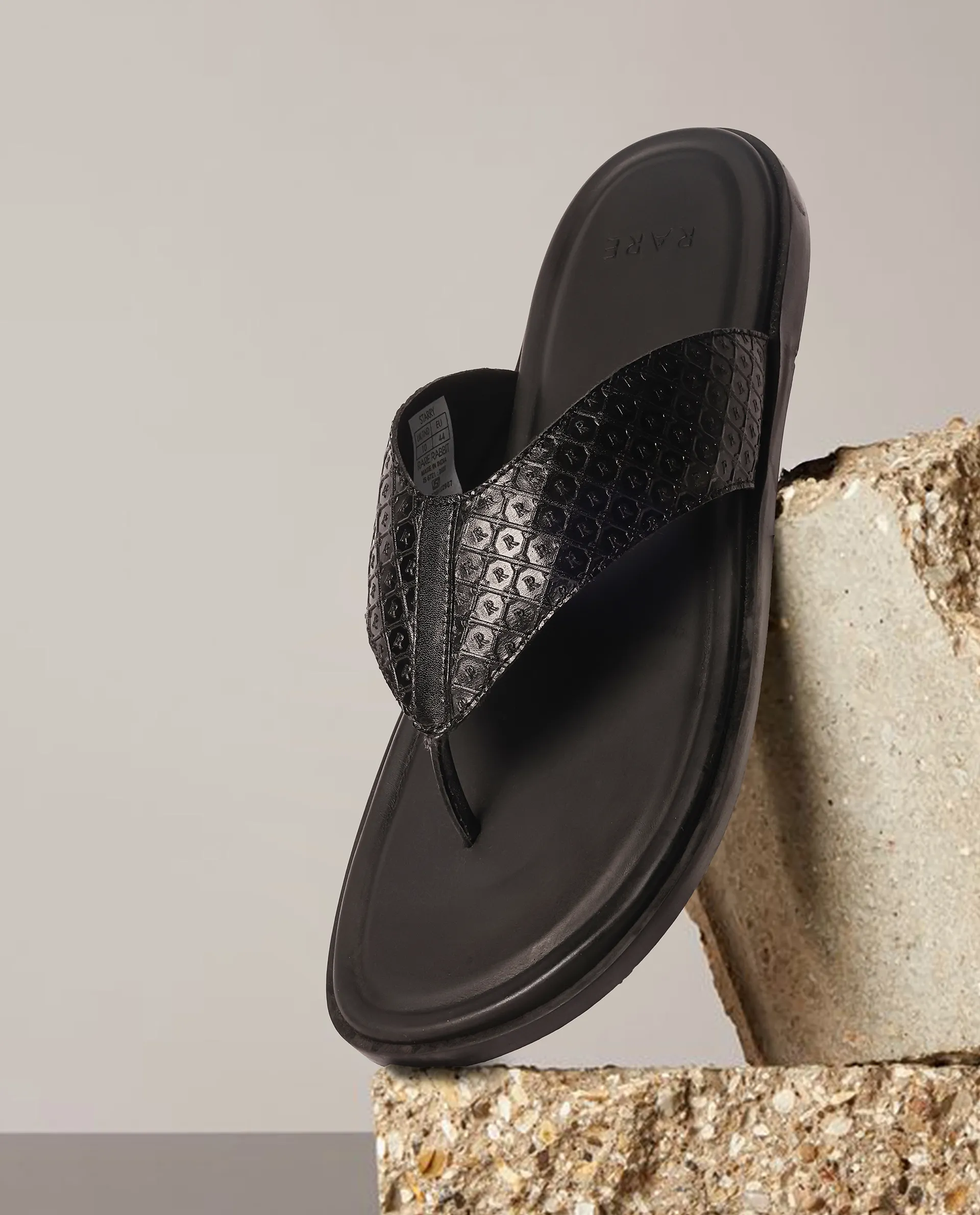 Rare Rabbit Men's Starry Black Slip-On Closure Sandal - Image 2