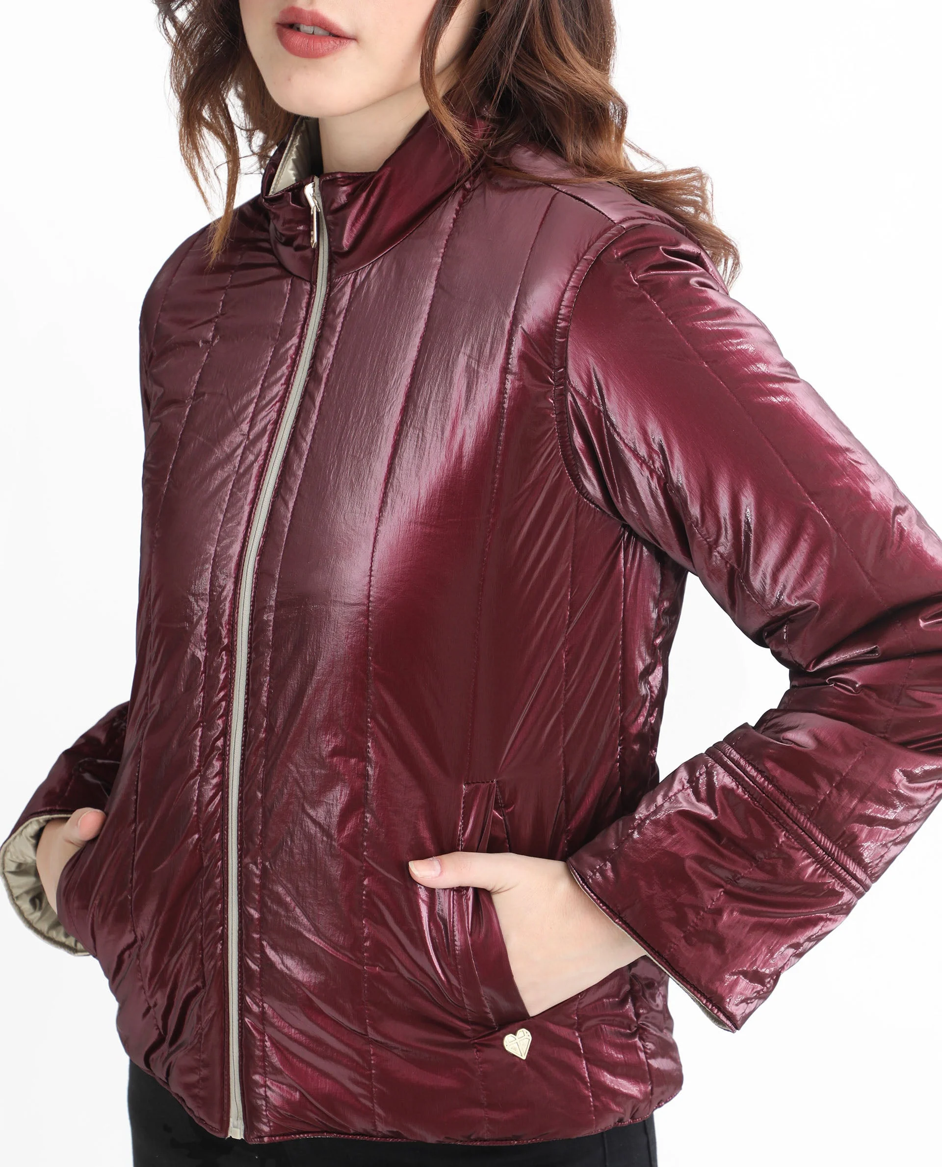 Rareism Women's Stein Gold Polyester Mandarin Collar Plain Regular Fit Jacket - Image 13