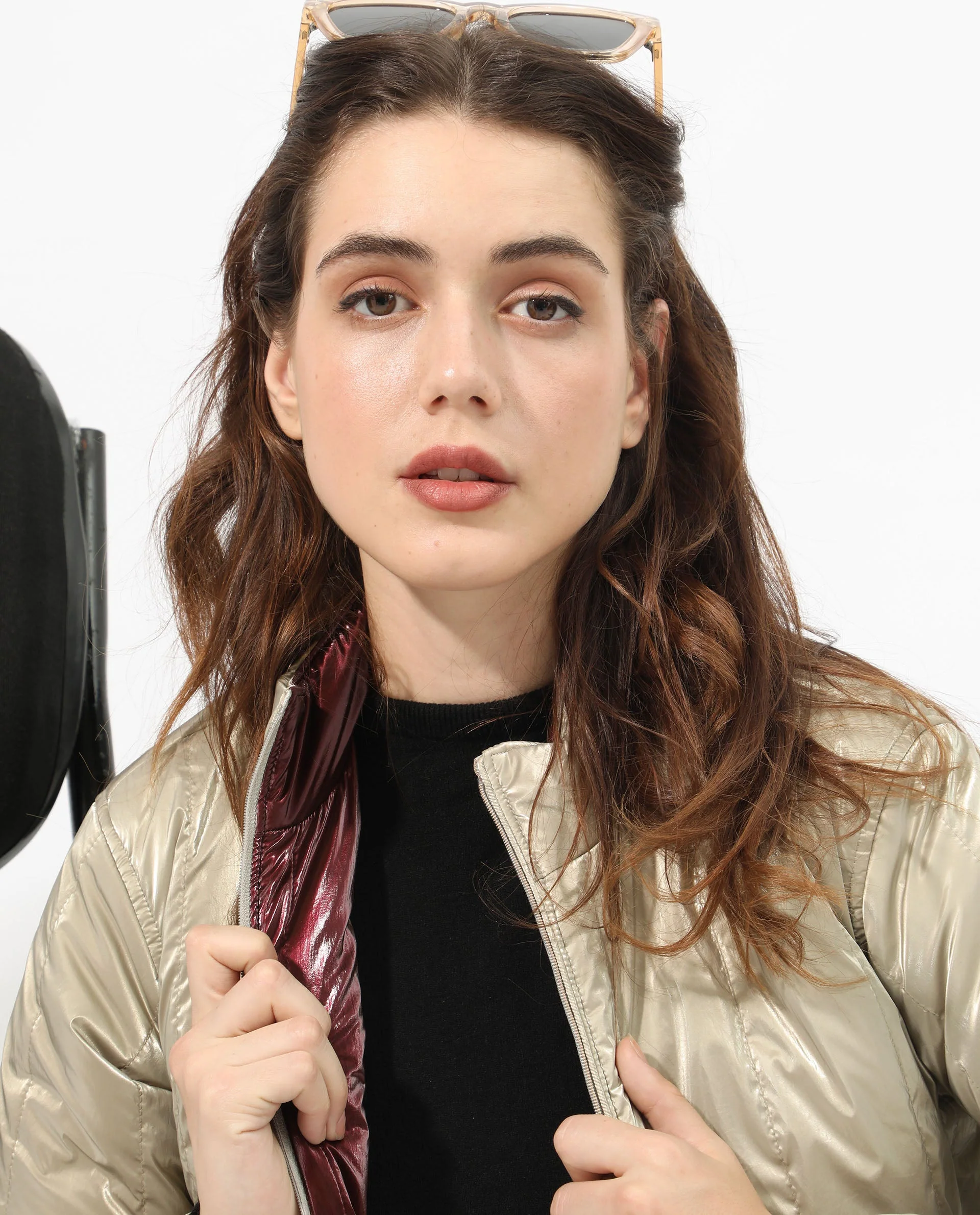 Rareism Women's Stein Gold Polyester Mandarin Collar Plain Regular Fit Jacket - Image 5