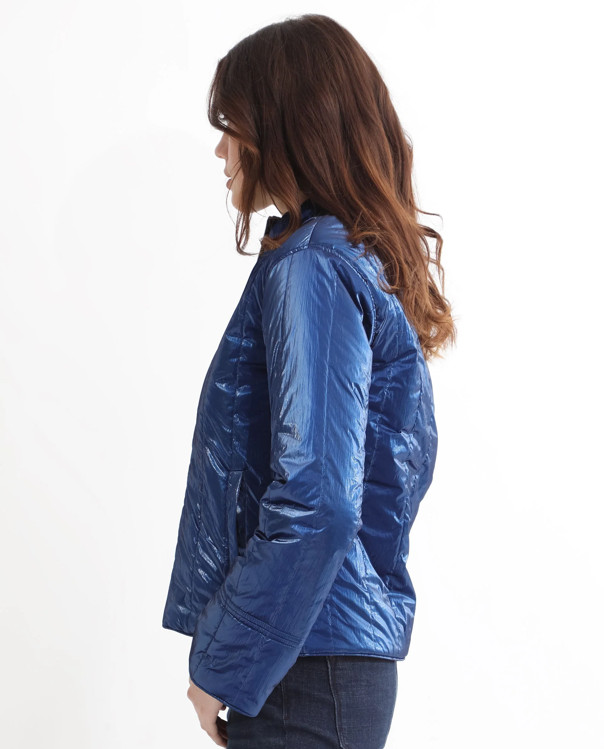 Rareism Women's Stein Navy Polyester Mandarin Collar Plain Regular Fit Jacket - Image 11