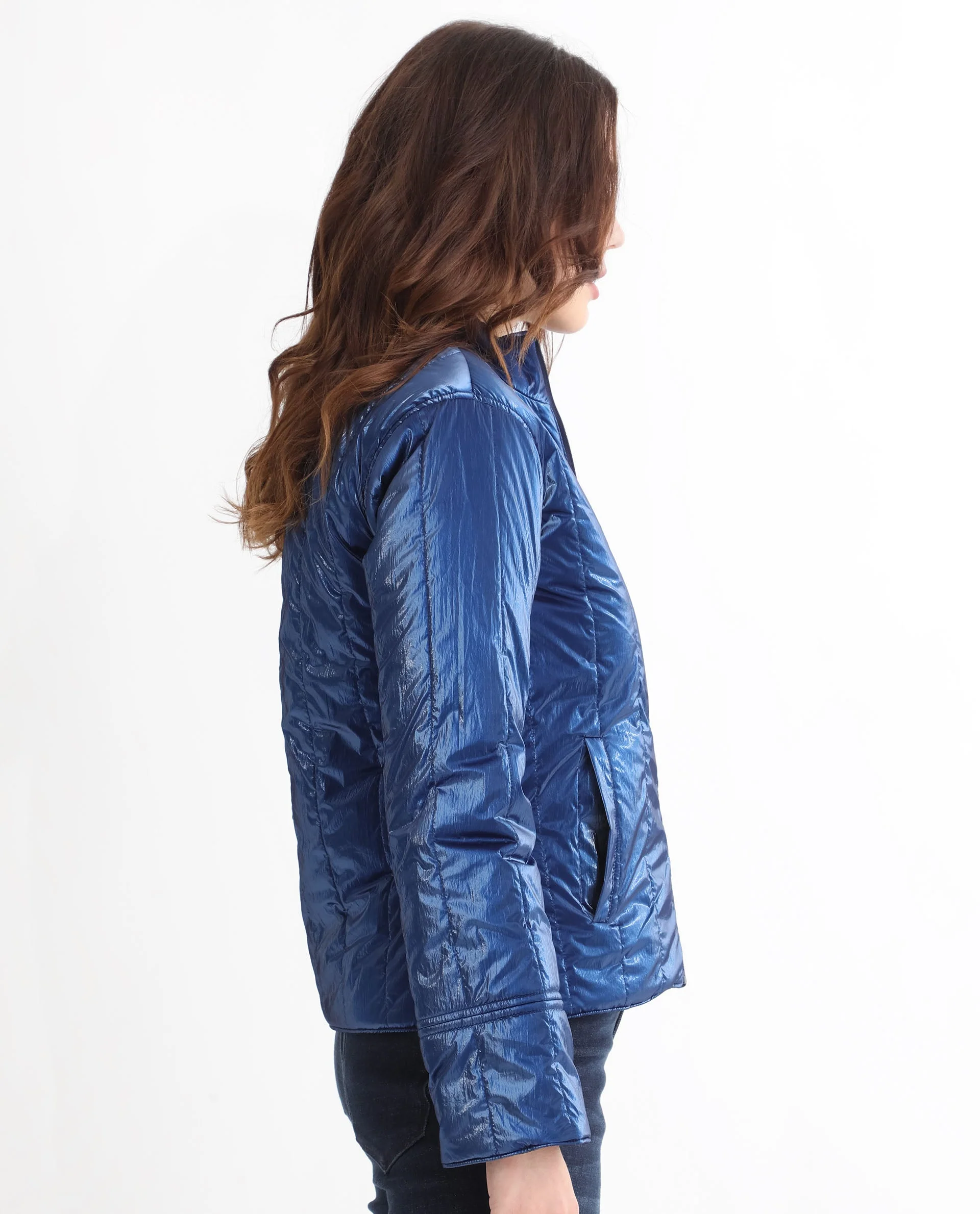Rareism Women's Stein Navy Polyester Mandarin Collar Plain Regular Fit Jacket - Image 12