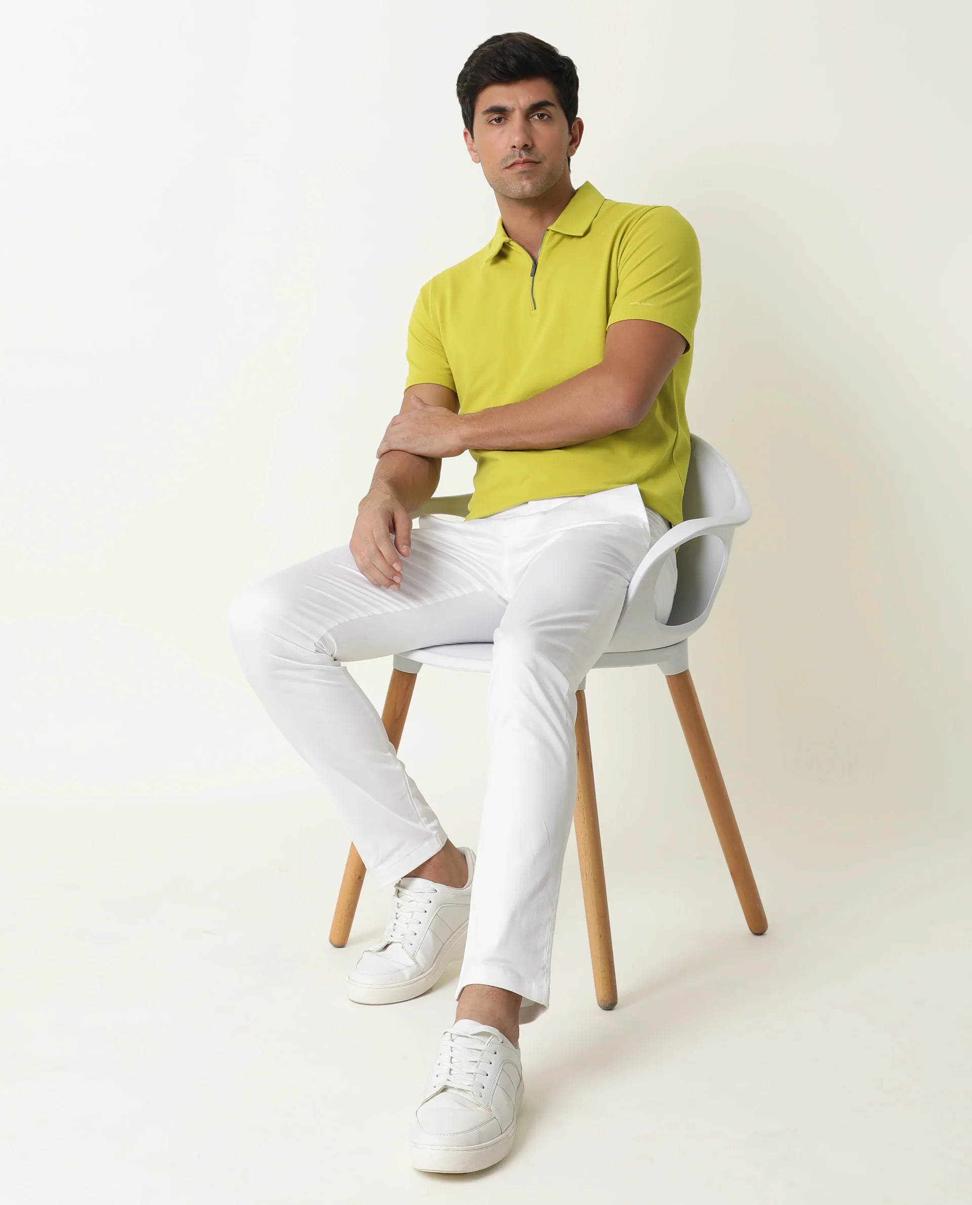 Rare Rabbit Men's Stel Fluorecent Yellow Cotton Plain Regular Fit Half Sleeve Polo - Image 12