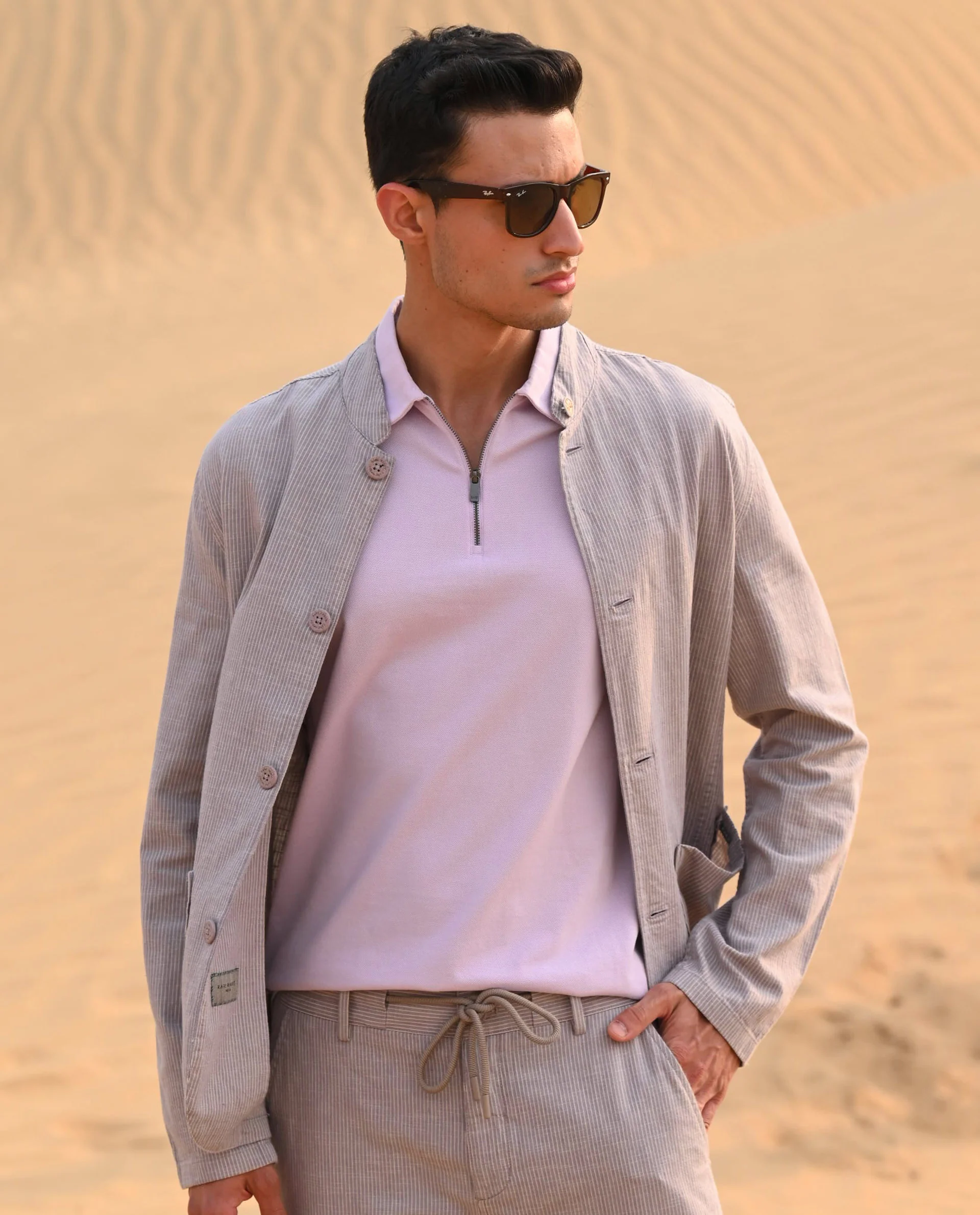 Rare Rabbit Men's Stel Pastel Purple Cotton Plain Regular Fit Half Sleeve Polo - Image 7