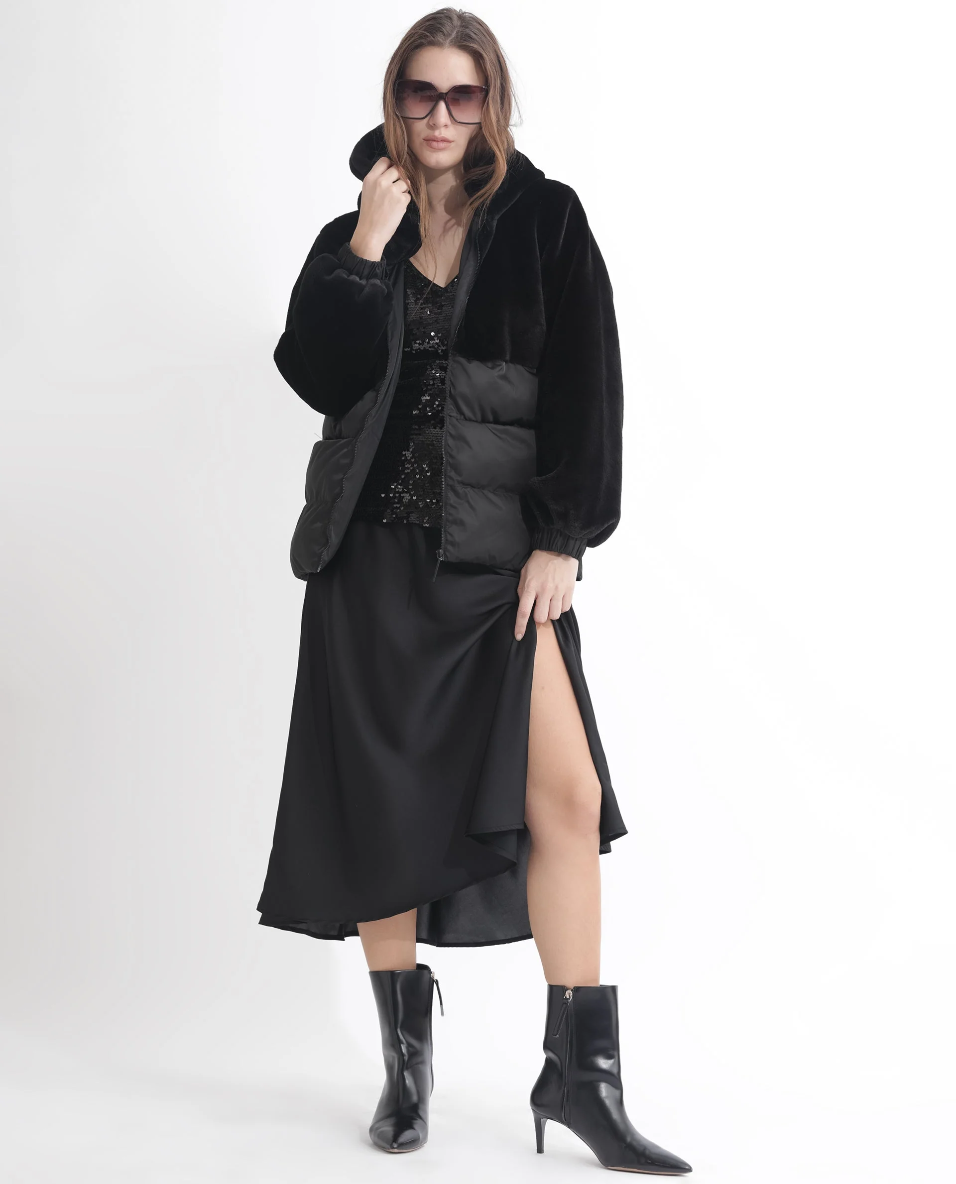 Rareism Women's Stelar Black Polyester Hooded Plain Regular Fit Jacket - Image 3