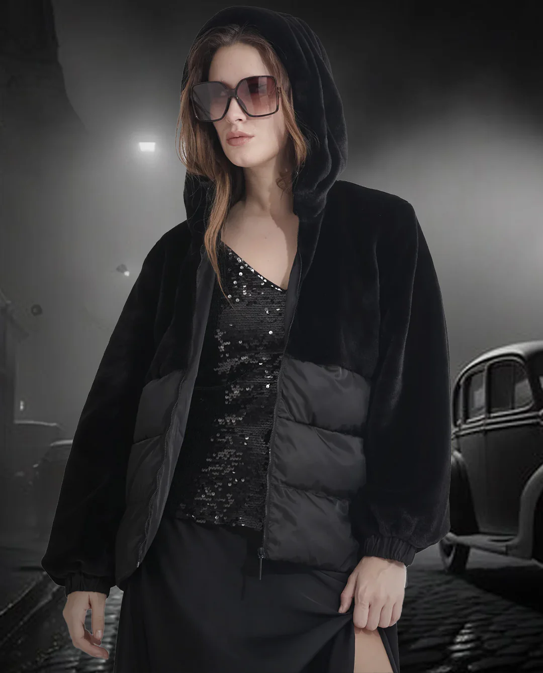 Rareism Women's Stelar Black Polyester Hooded Plain Regular Fit Jacket - Image 6