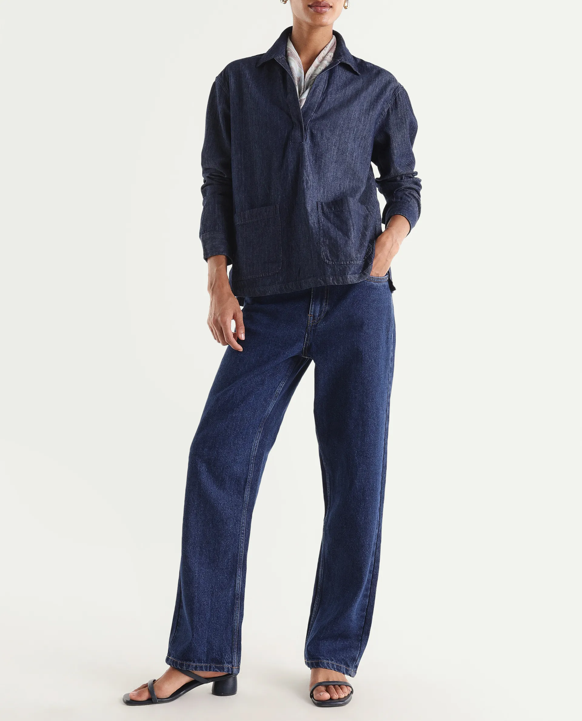 Rareism Women's Stella Dark Blue Cotton Straight Fit Plain Jeans