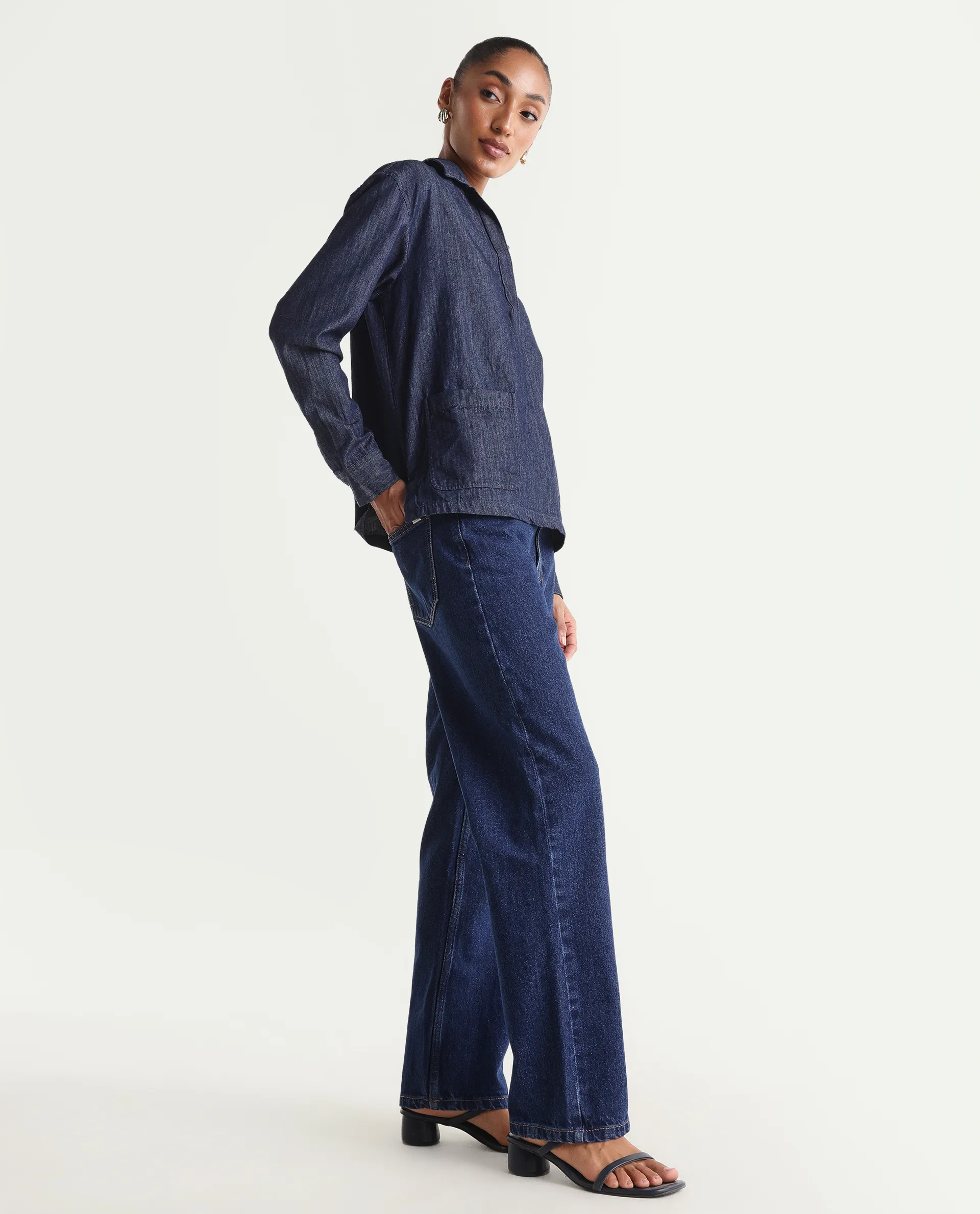 Rareism Women's Stella Dark Blue Cotton Straight Fit Plain Jeans - Image 5