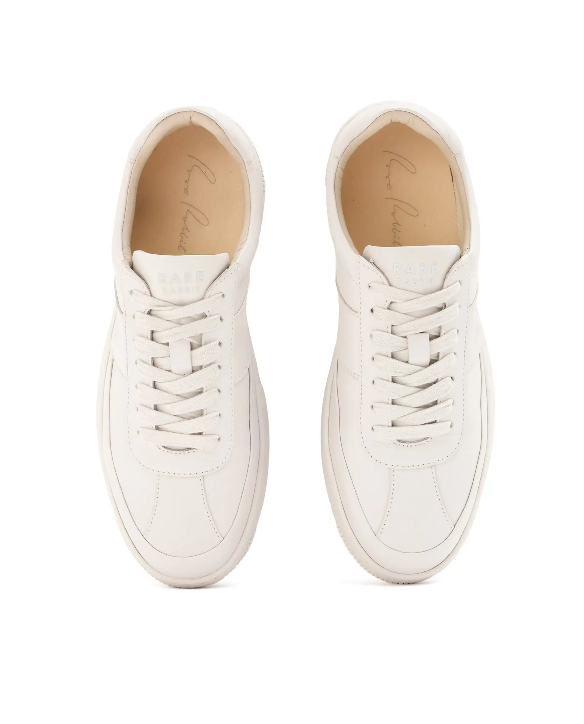Rare Rabbit Men's Stellara Light Ivory Leather Low-Top Lace-Up Sneaker Shoes - Image 4