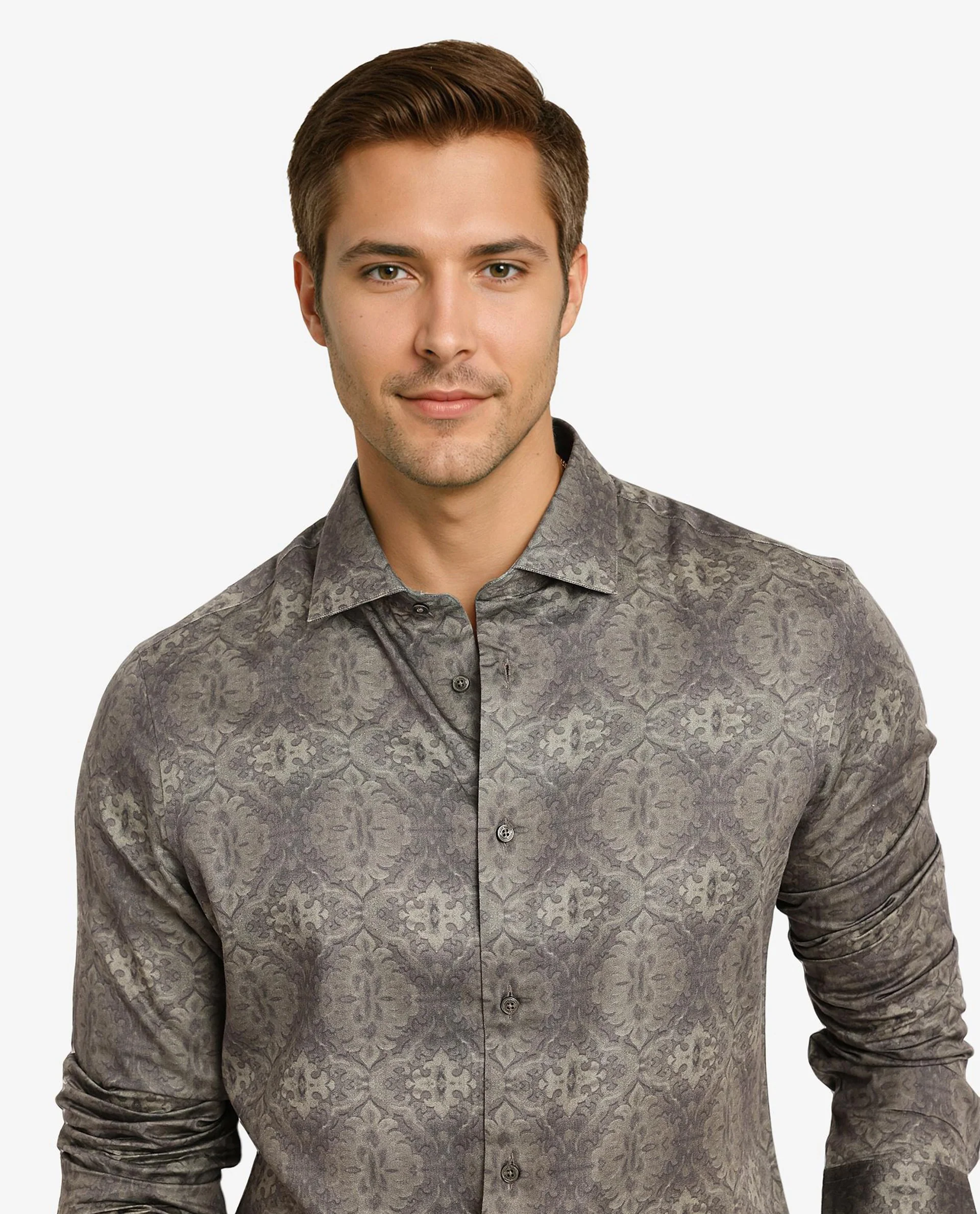 Rare Rabbit Men's Steno Dark Olive Cotton Decorative Print Regular Fit Full Sleeve Collared Shirt - Image 7