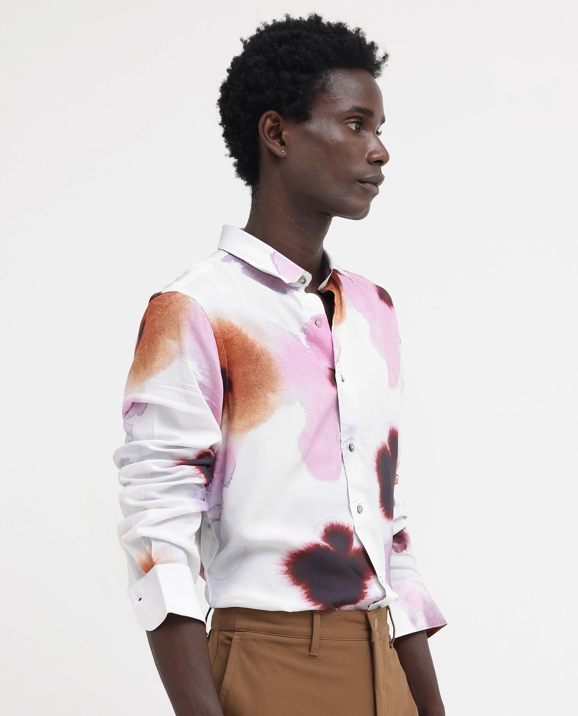 Rare Rabbit Men's Stereo Pink Viscose Floral Print Regular Fit Full Sleeve Collared Shirt - Image 10