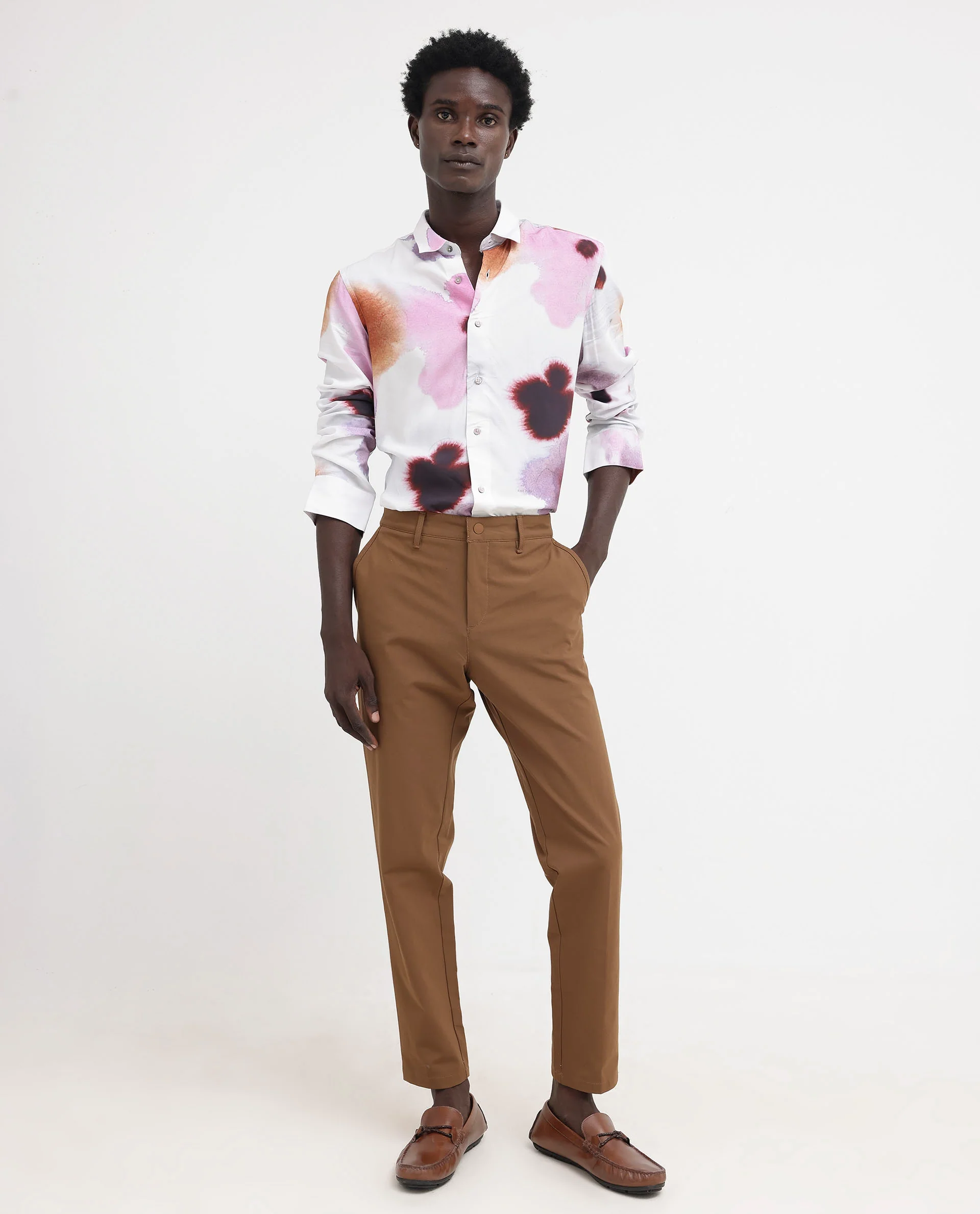 Rare Rabbit Men's Stereo Pink Viscose Floral Print Regular Fit Full Sleeve Collared Shirt - Image 2
