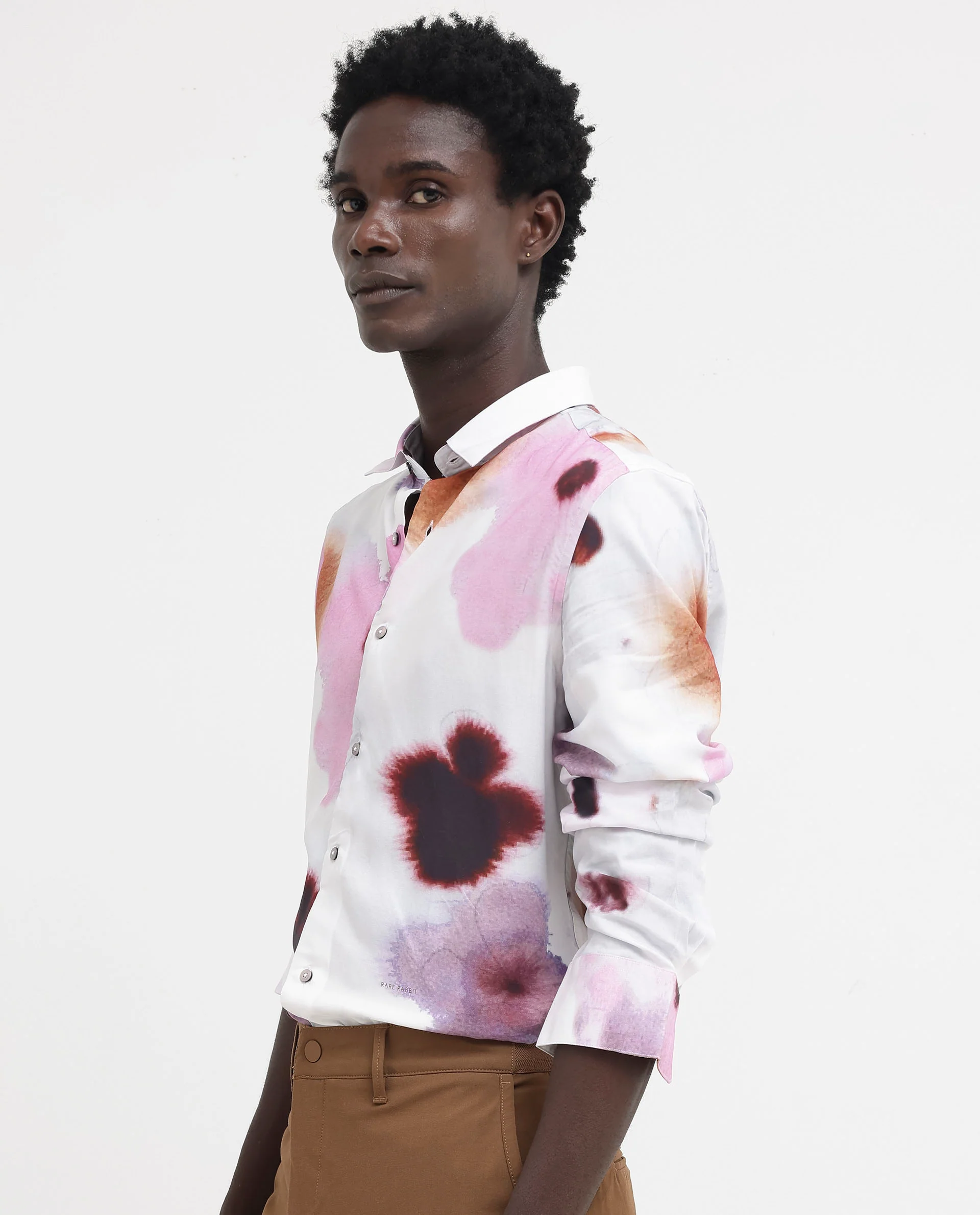 Rare Rabbit Men's Stereo Pink Viscose Floral Print Regular Fit Full Sleeve Collared Shirt - Image 6