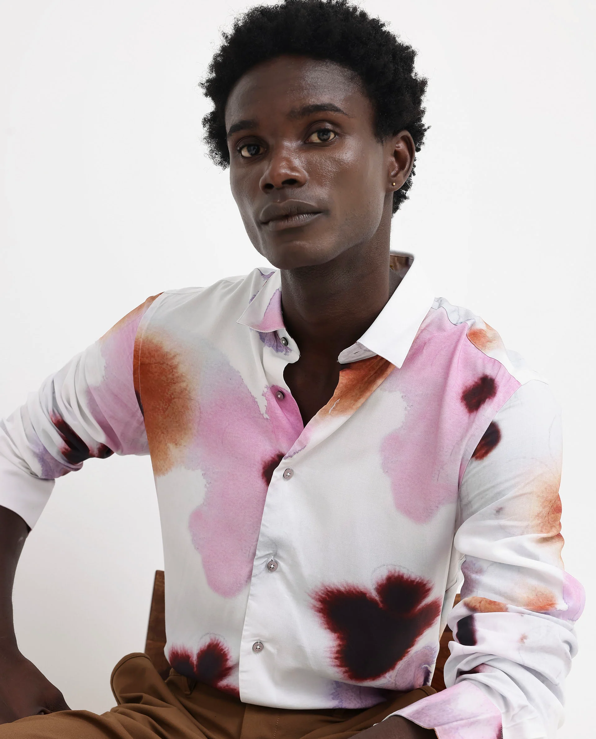 Rare Rabbit Men's Stereo Pink Viscose Floral Print Regular Fit Full Sleeve Collared Shirt - Image 7