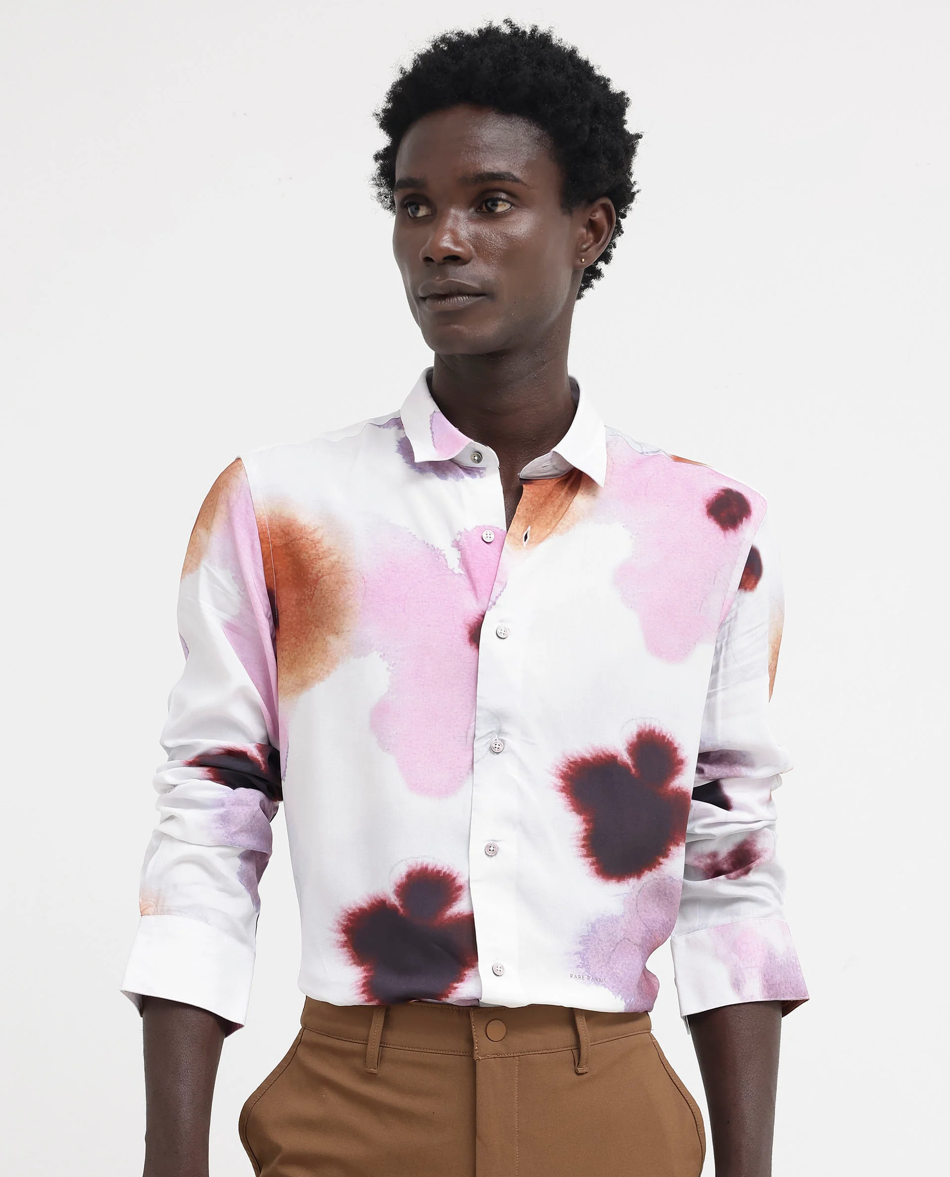 Rare Rabbit Men's Stereo Pink Viscose Floral Print Regular Fit Full Sleeve Collared Shirt - Image 8