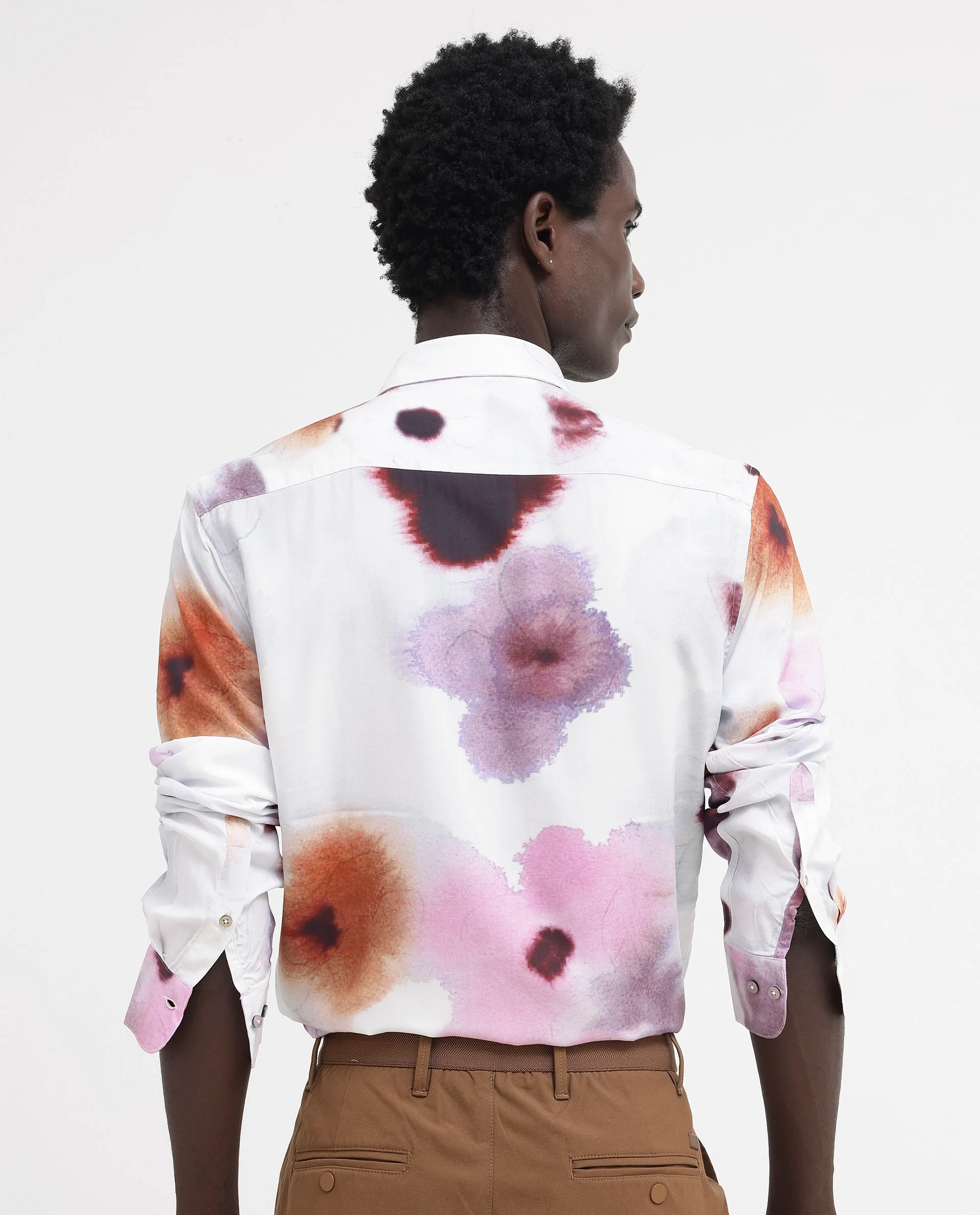 Rare Rabbit Men's Stereo Pink Viscose Floral Print Regular Fit Full Sleeve Collared Shirt - Image 9