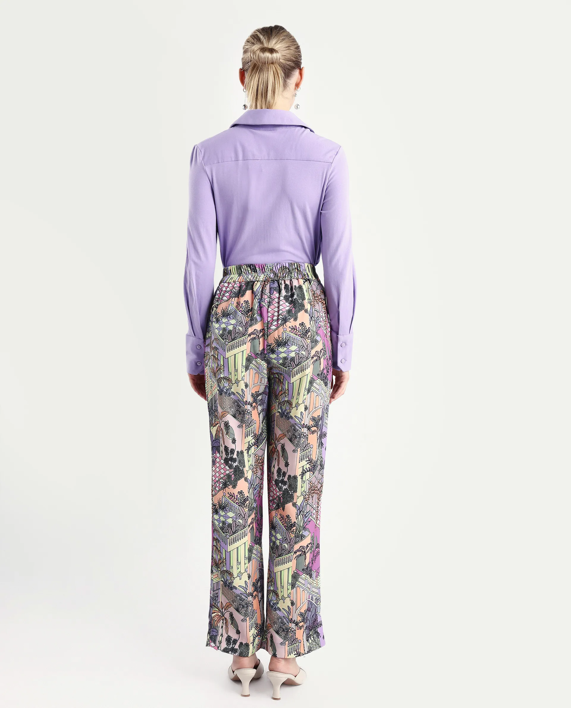 Rareism Women's Stevie-B Light Multi Polyester Abstract Print Ankle Length Straight Fit Trouser - Image 7