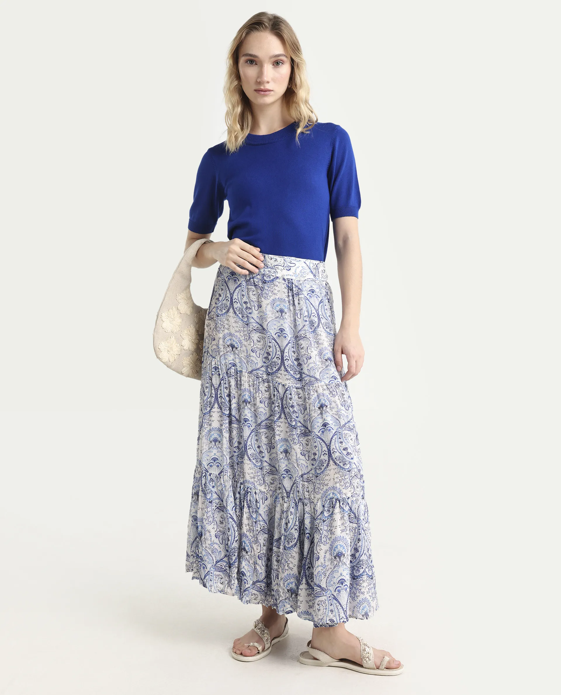 Rareism Women's Stignert Multi Cotton Paisley Print Ankle Length Relaxed Fit Skirt - Image 2