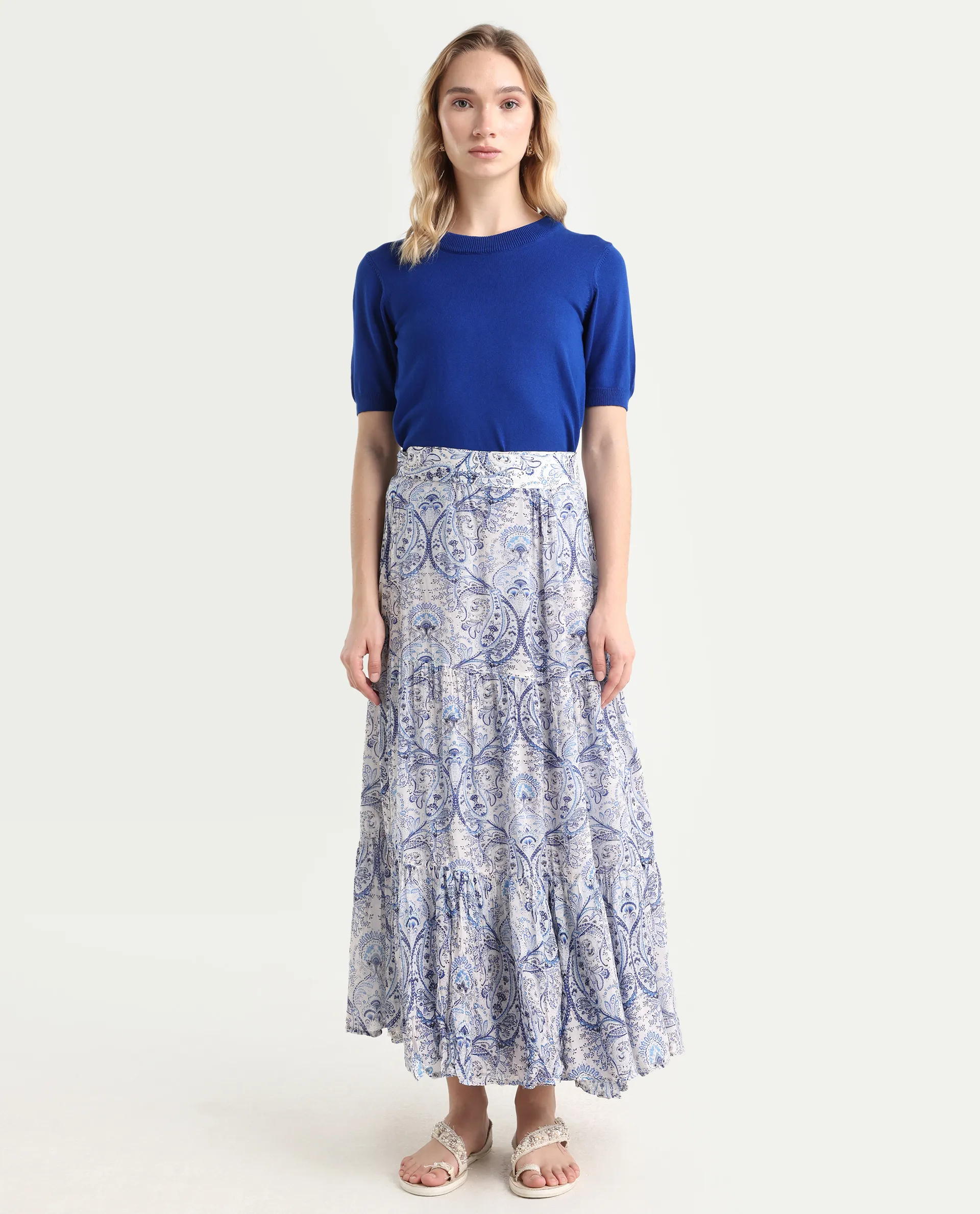 Rareism Women's Stignert Multi Cotton Paisley Print Ankle Length Relaxed Fit Skirt - Image 3