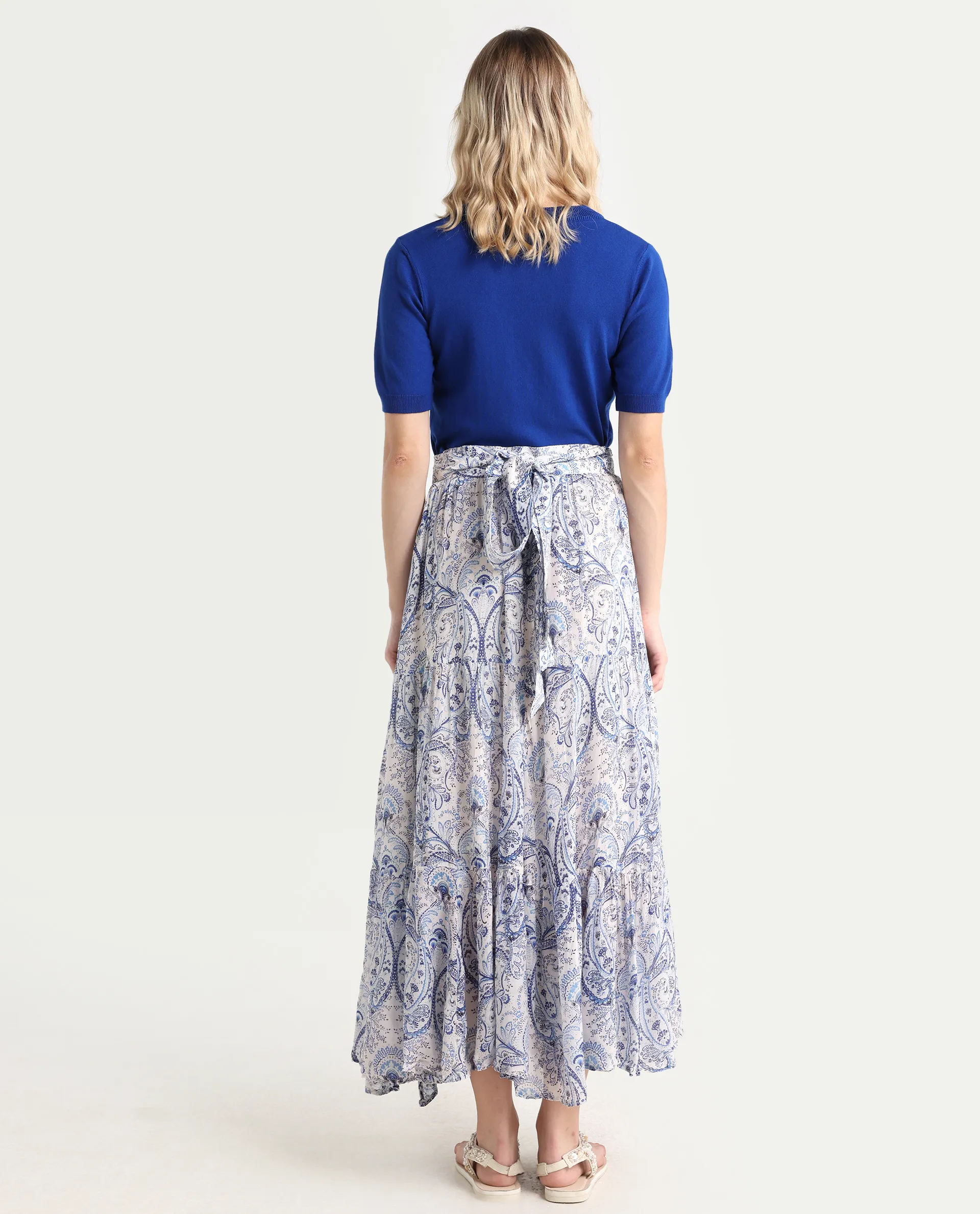 Rareism Women's Stignert Multi Cotton Paisley Print Ankle Length Relaxed Fit Skirt - Image 7
