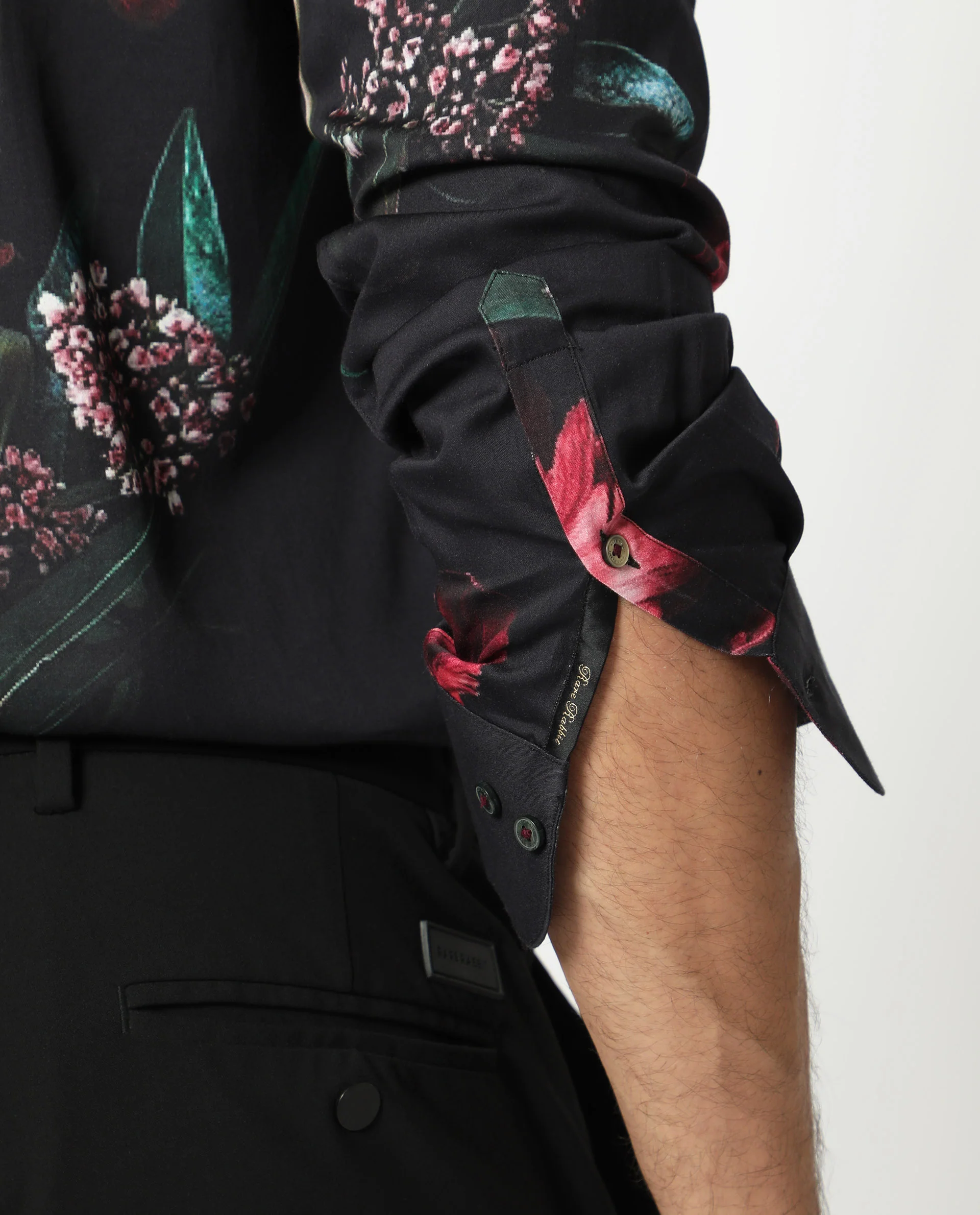 Rare Rabbit Men's Stock Black Cotton Floral Print Regular Fit Full Sleeve Spread Collar Shirt - Image 5