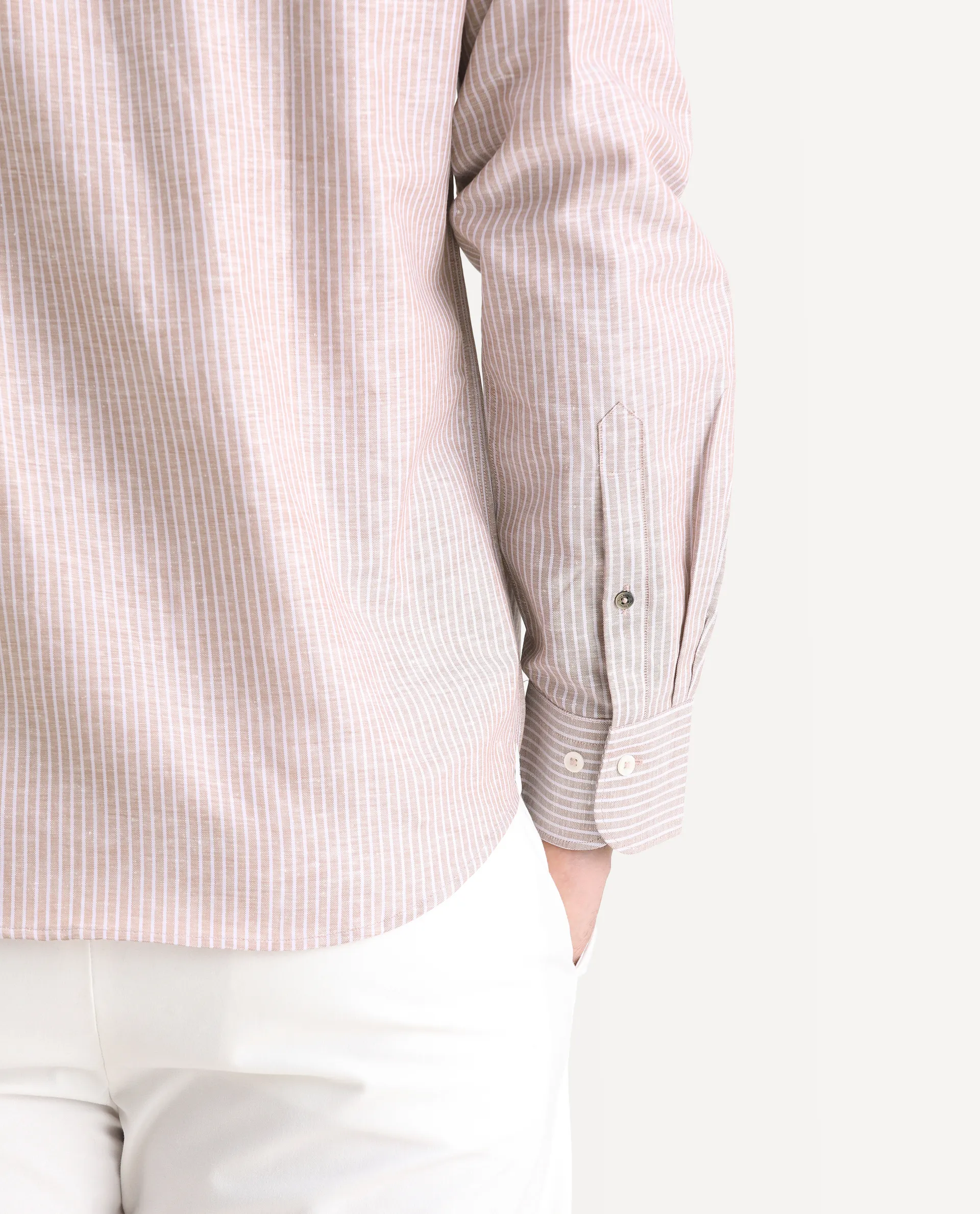 Rare Rabbit Men's Stoll Dusky Pink Cotton Blend Striped Print Regular Fit Full Sleeve Collared Shirt - Image 3