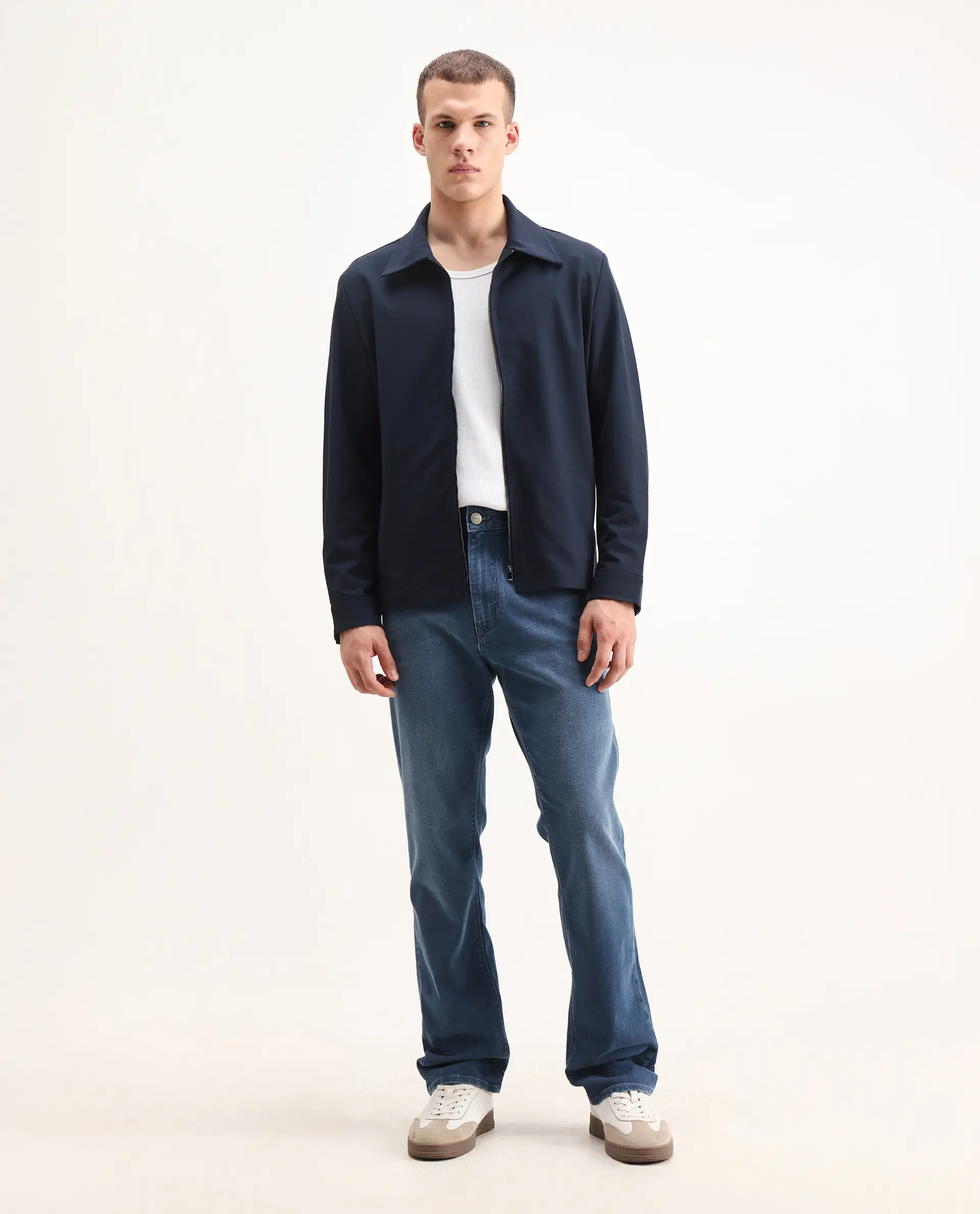 Rare Rabbit Men's Stone Blue Cotton Blend Plain Morris Regular Fit Jeans - Image 4