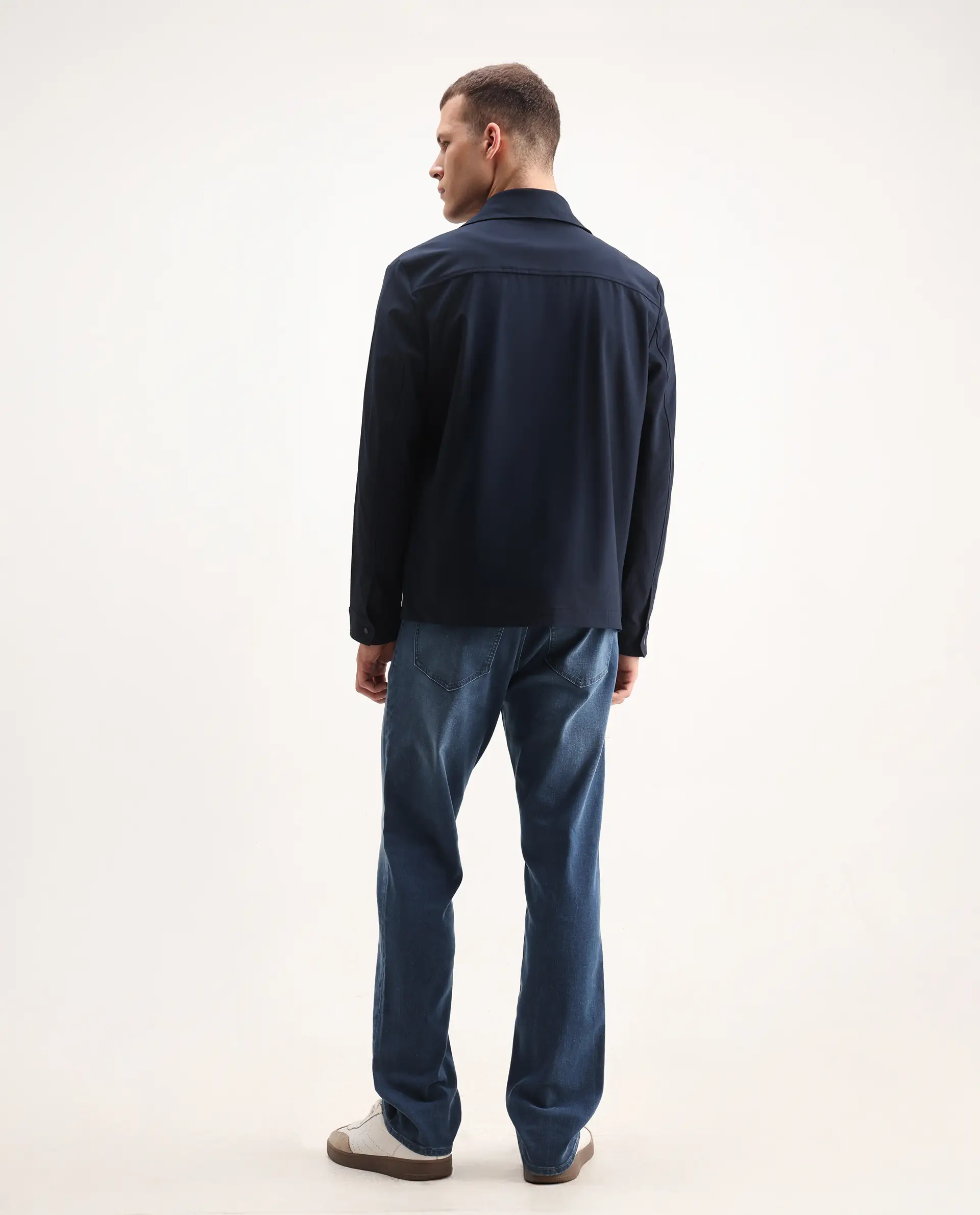 Rare Rabbit Men's Stone Blue Cotton Blend Plain Morris Regular Fit Jeans - Image 8
