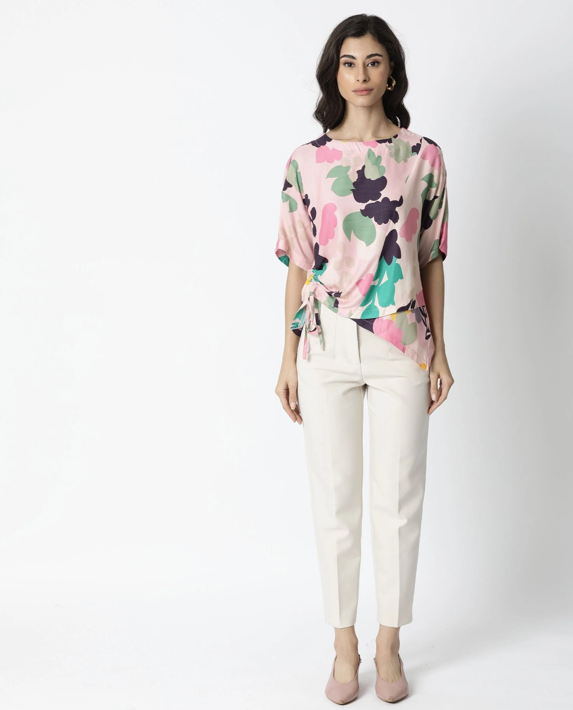 Rareism Women Stone Pink Top Short Sleeves Printed - Image 2