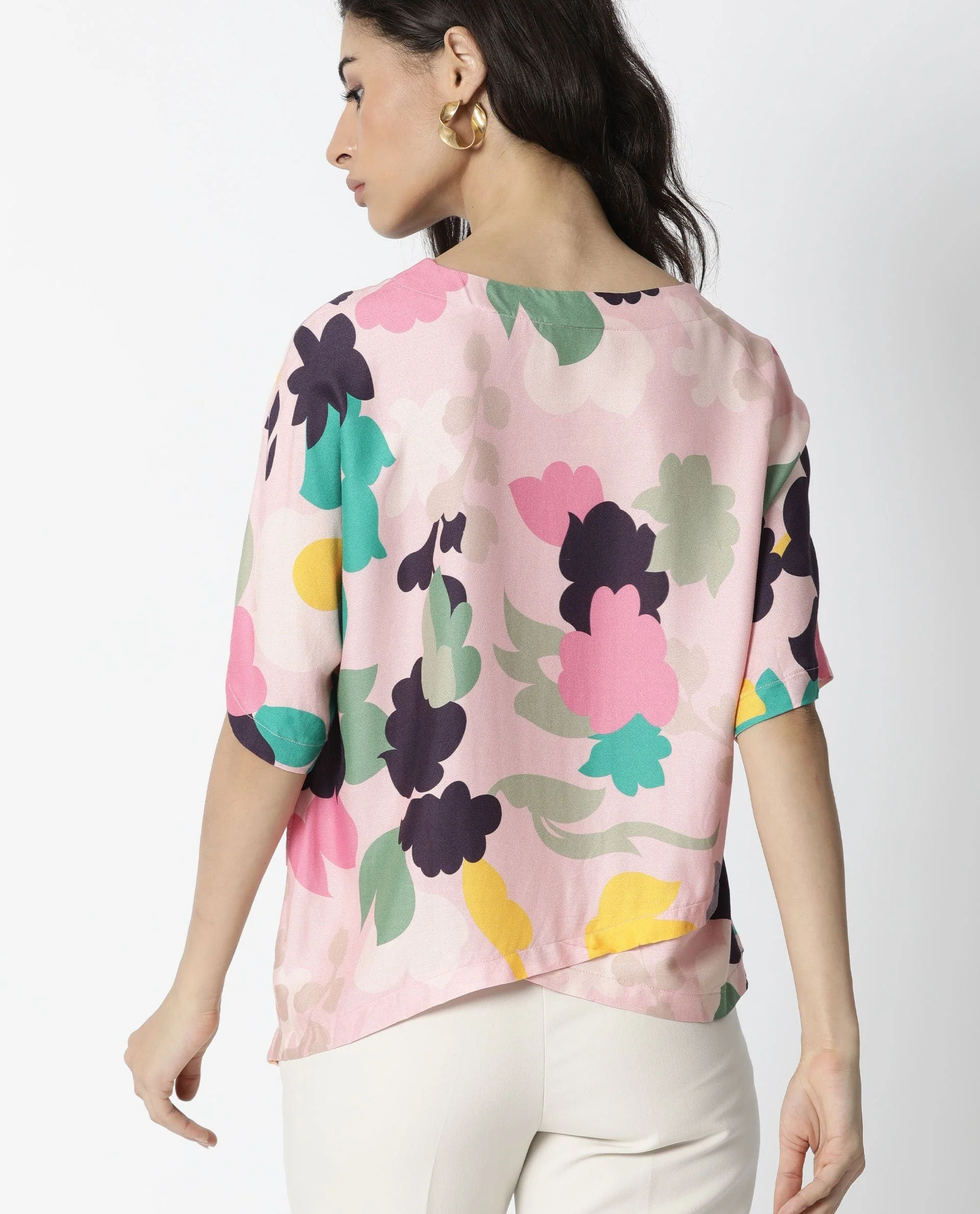 Rareism Women Stone Pink Top Short Sleeves Printed - Image 3